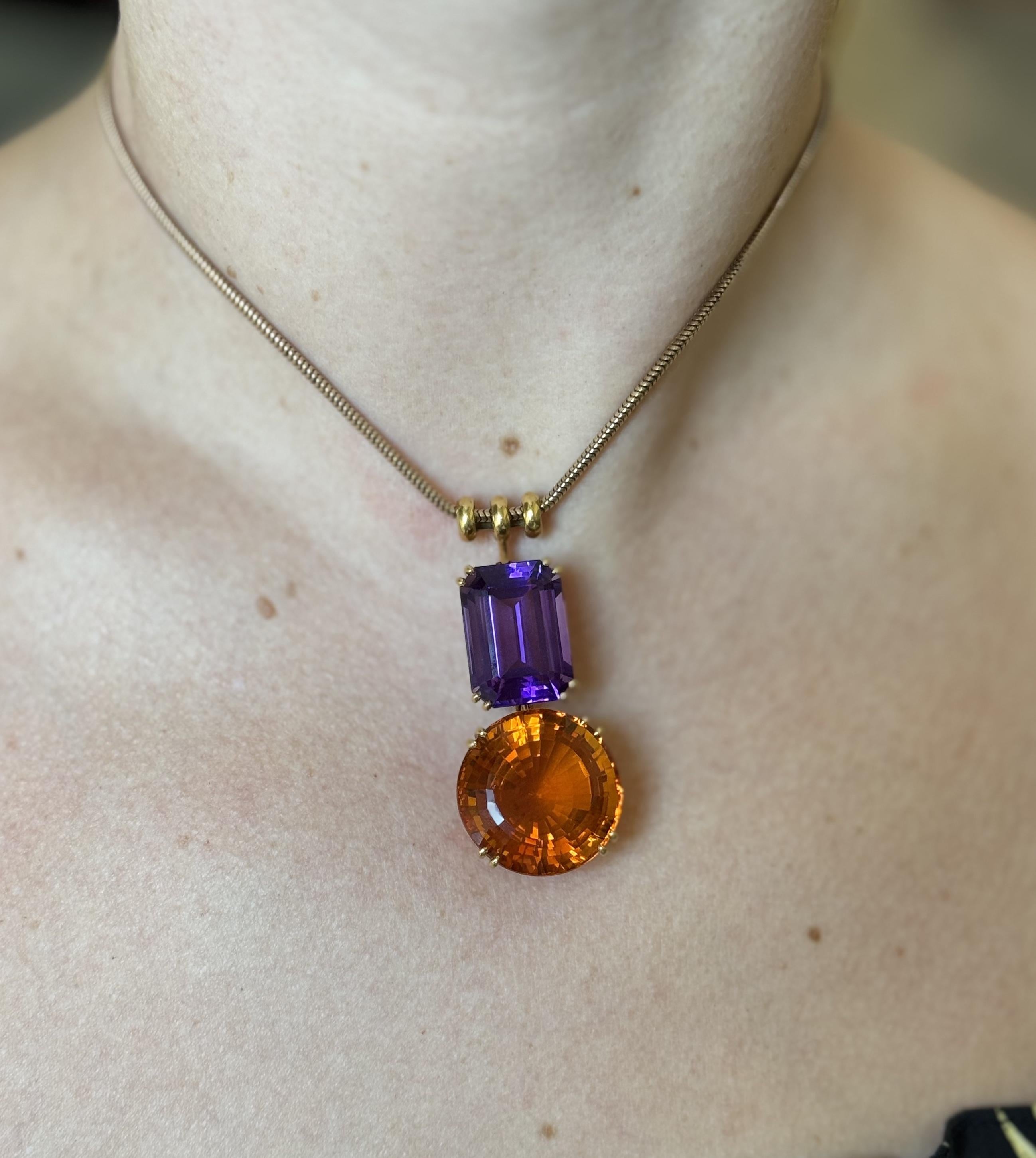 Tiffany & Co Paloma Picasso Vintage Citrine Amethyst Gold Pendant Necklace