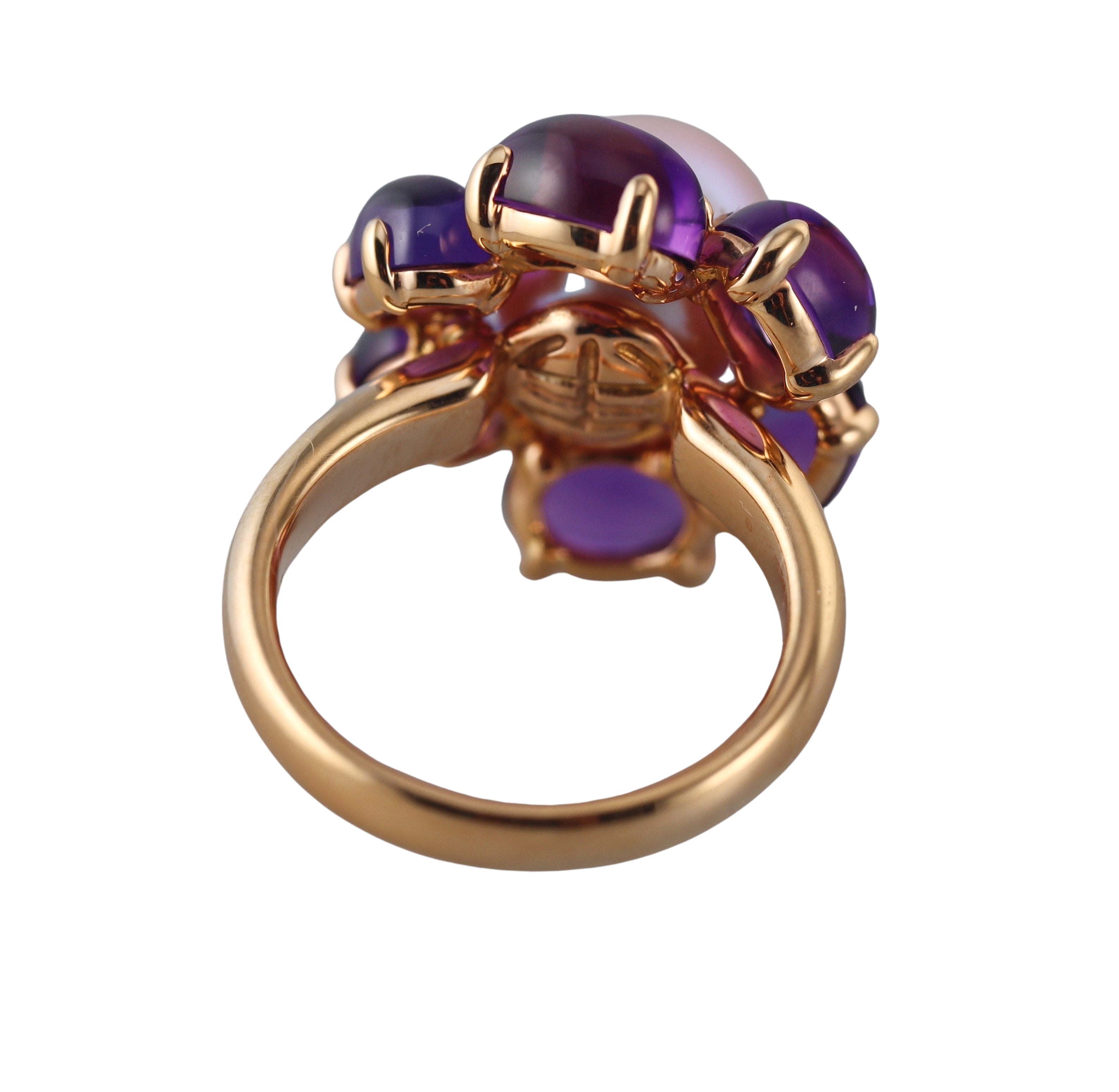 Mimi Milano Leela Amethyst Pearl 18k Gold Flower Ring