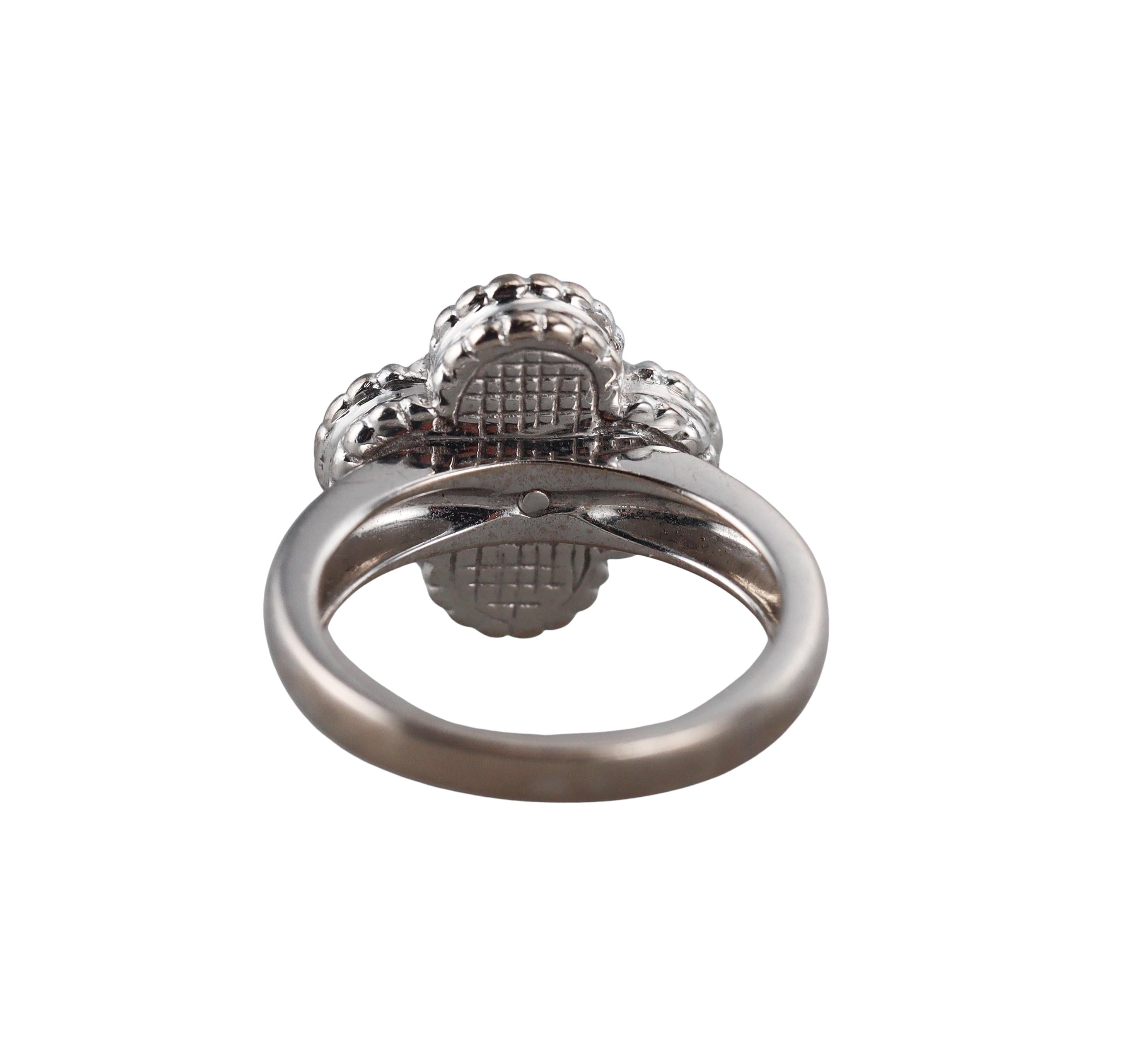 Van Cleef & Arpels Vintage Alhambra White Gold Diamond MOP Ring