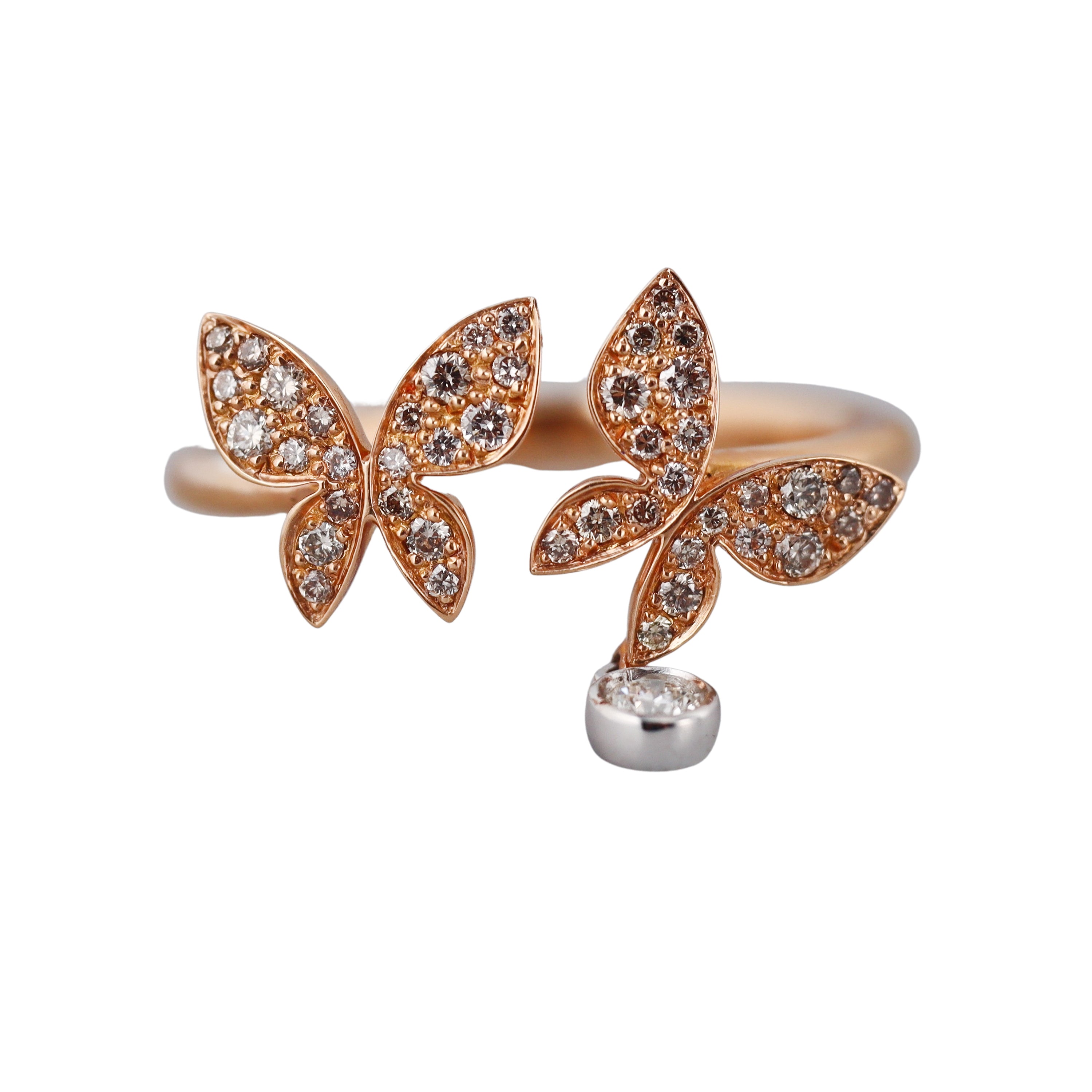 Mimi Milano Farfalla Diamond 18k Rose Gold Butterfly Ring