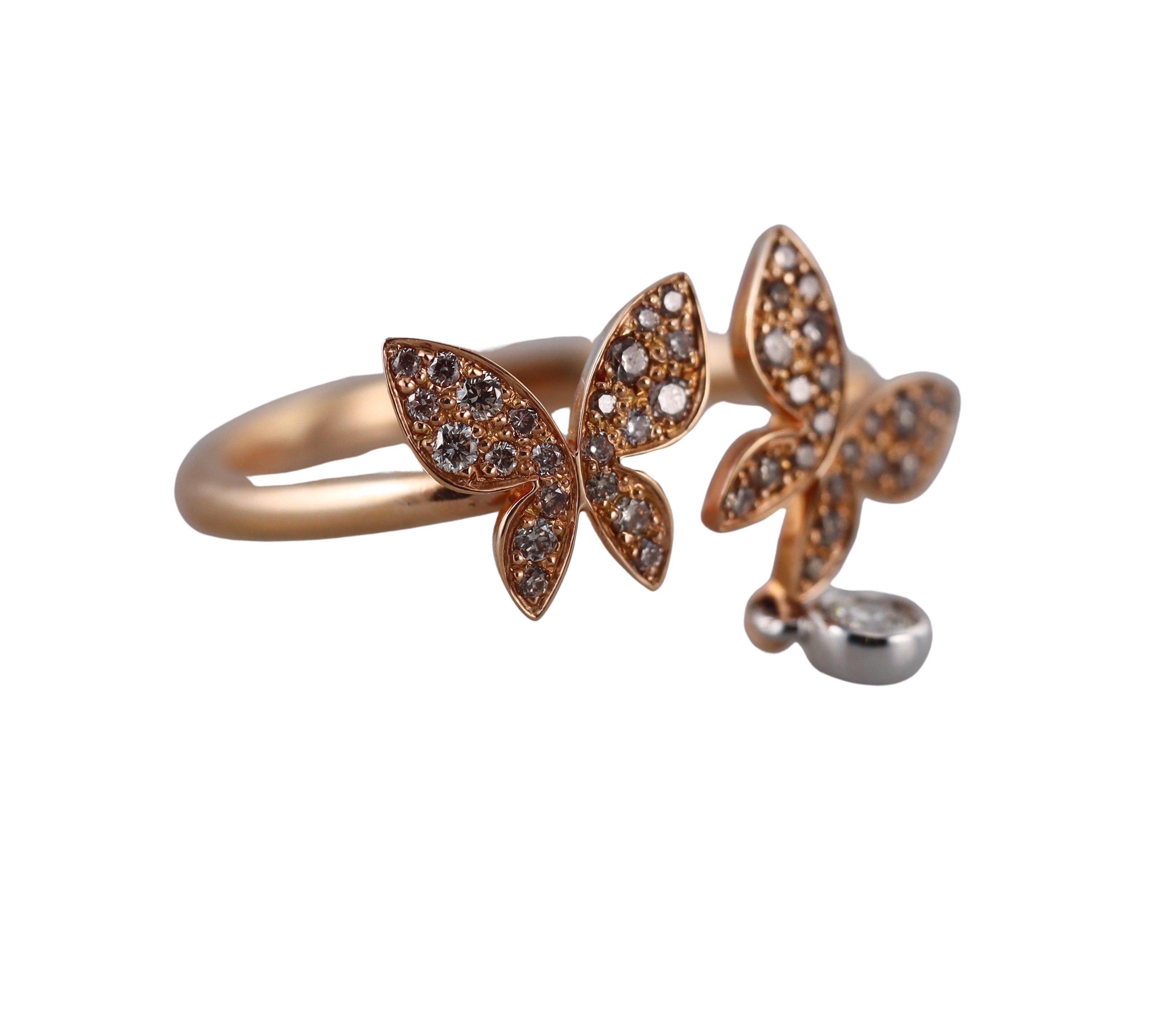 Mimi Milano Farfalla Diamond 18k Rose Gold Butterfly Ring