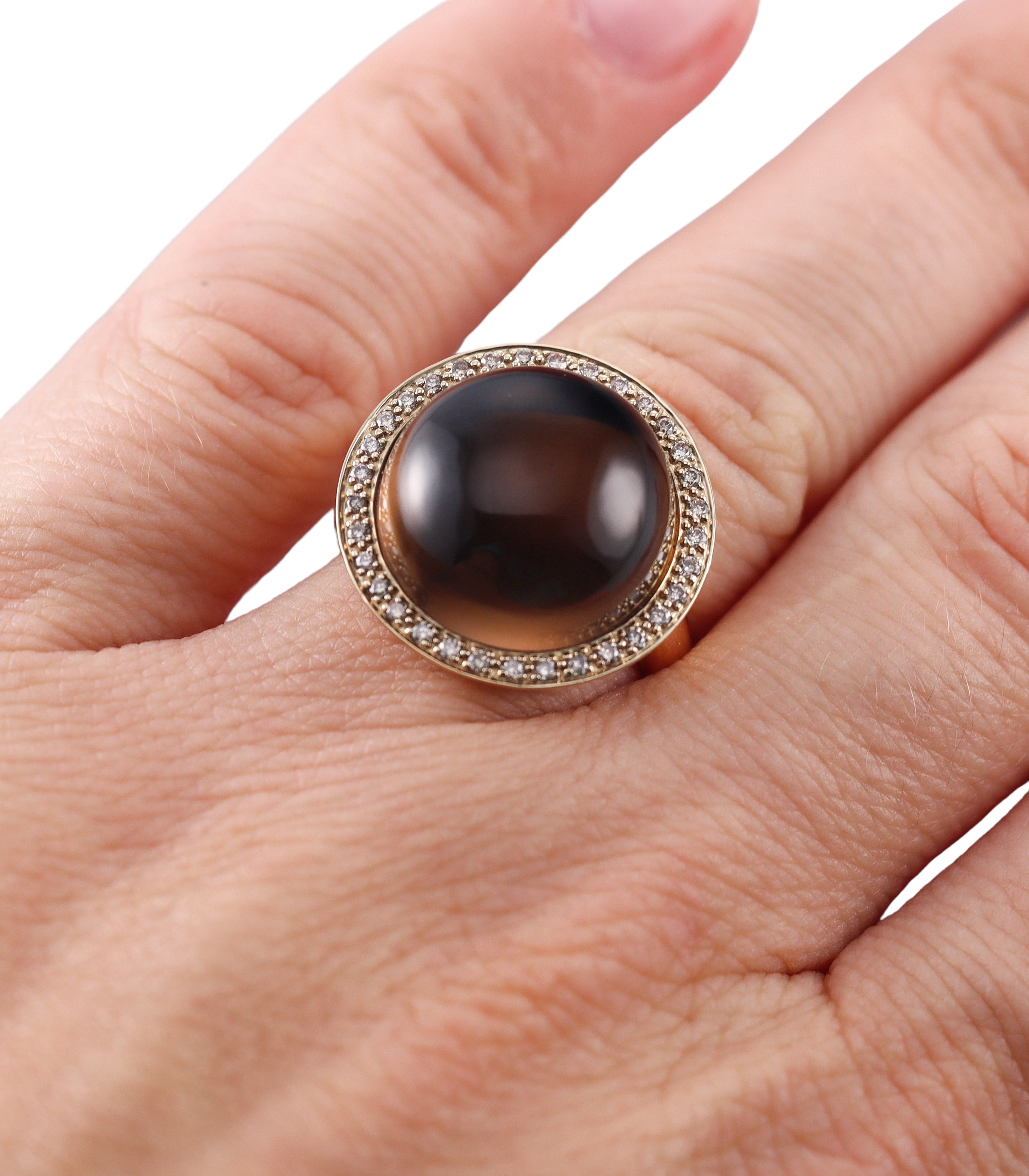 Mimi Milano Shan Teki Smokey Quartz Diamond 18k Gold Ring