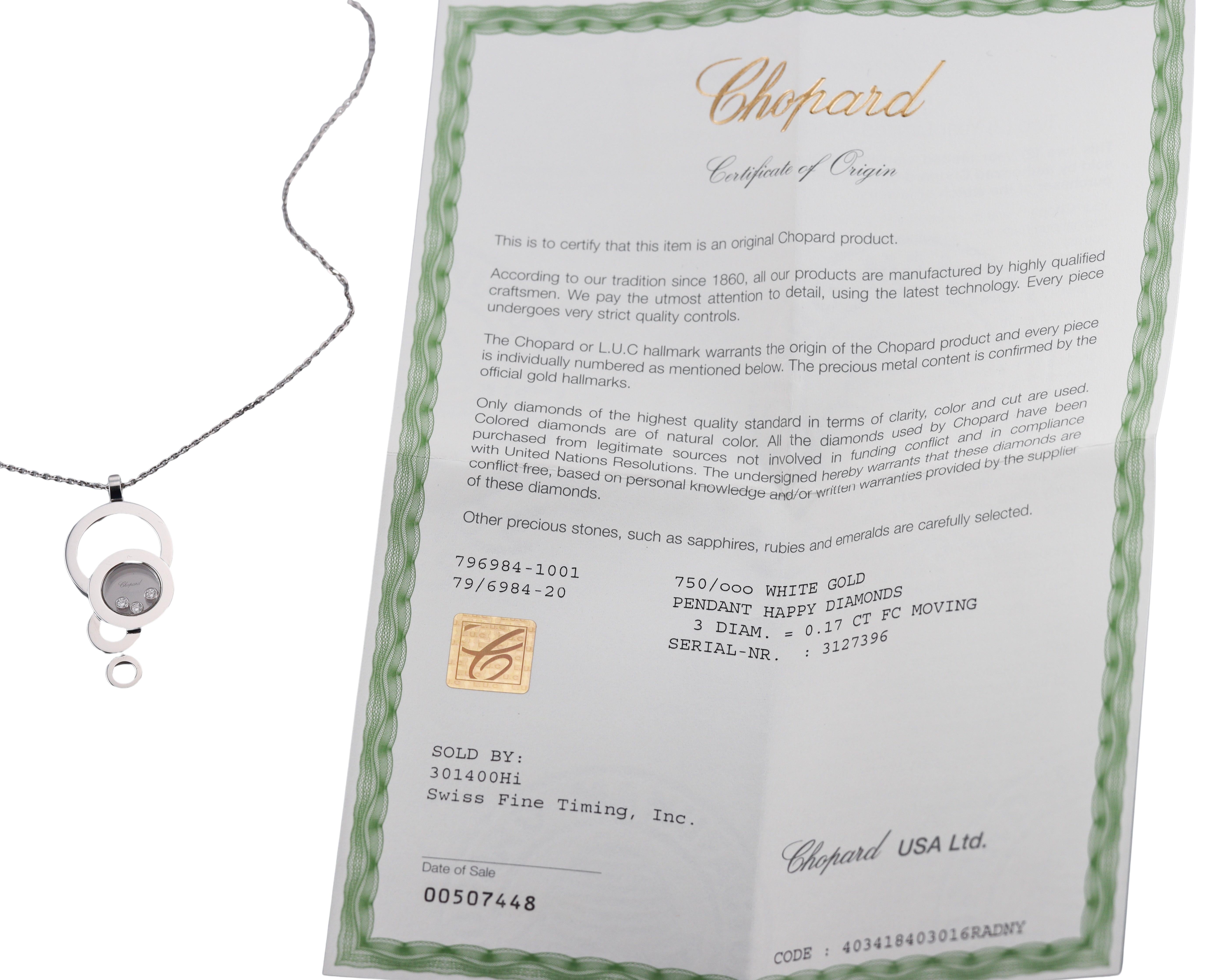 Chopard Happy Diamond Bubble Gold Pendant Necklace 79/6984-20