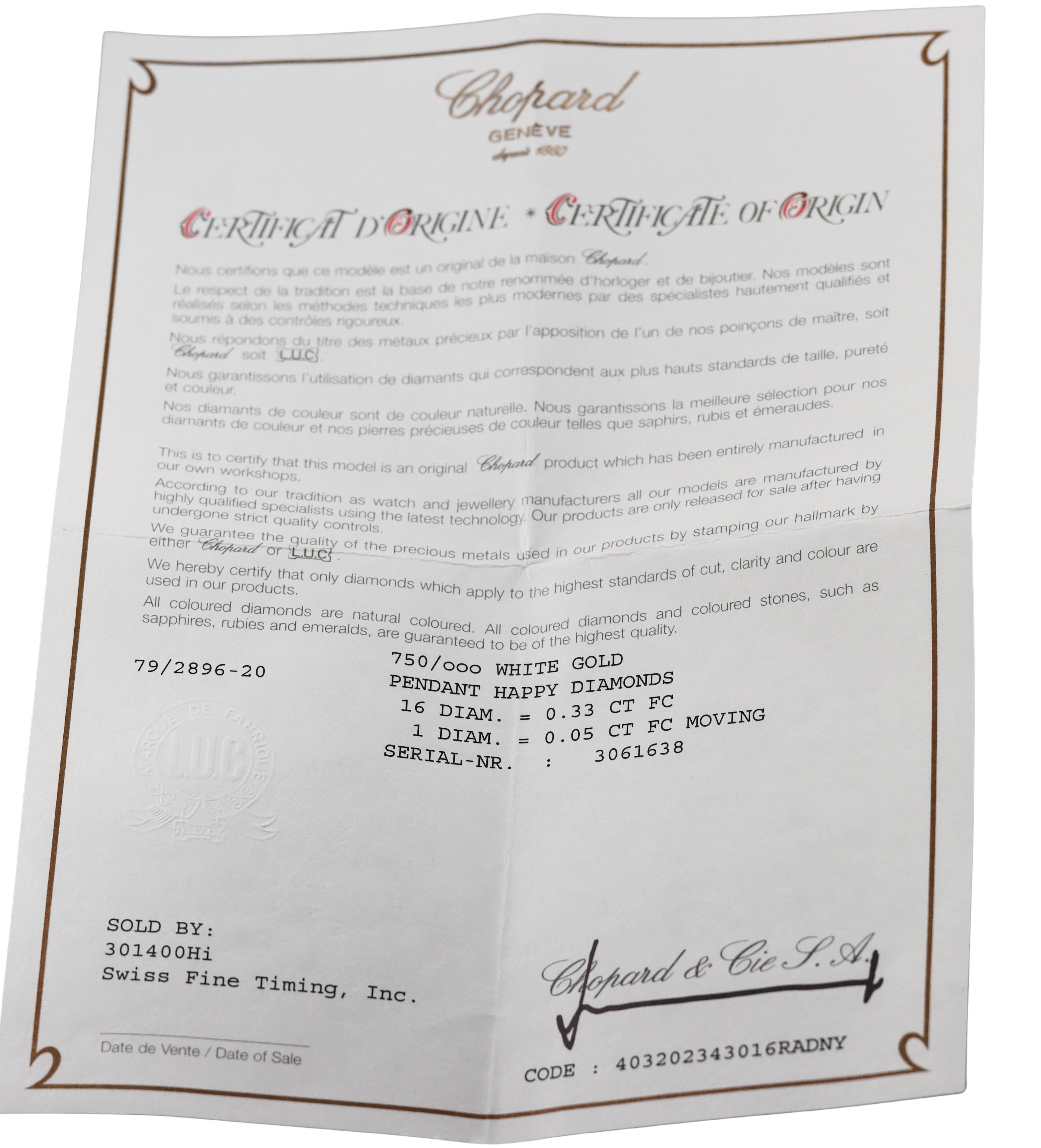 Chopard Happy Diamonds Gold Pendant Necklace 79/2896-20