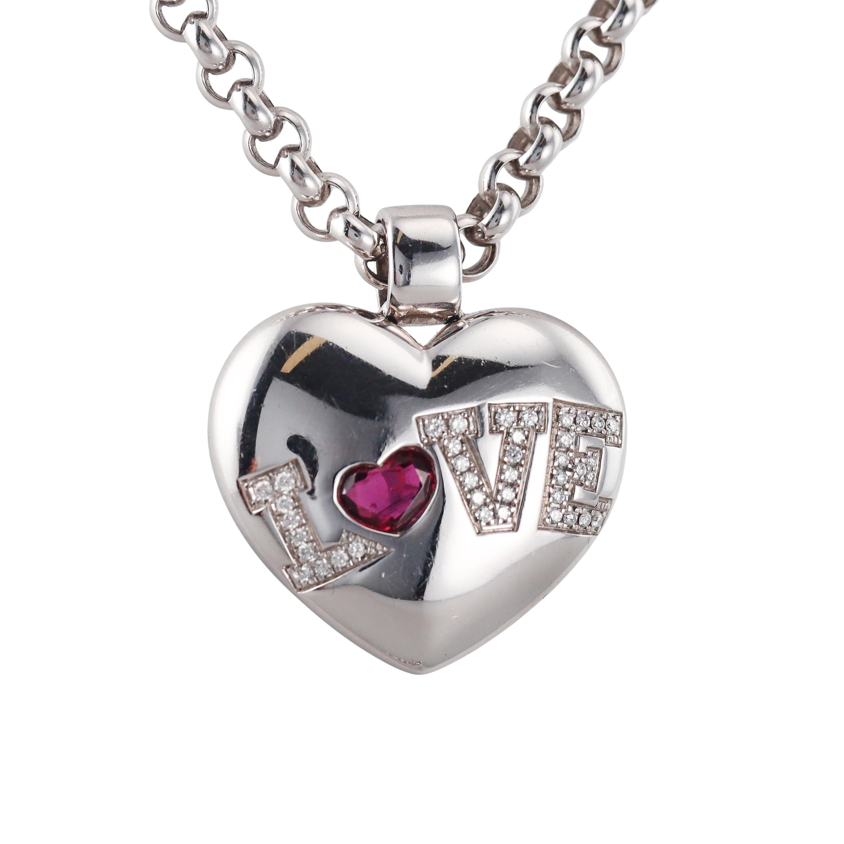 Chopard Love Ruby Heart Diamond Gold Pendant Necklace 79/2900/1
