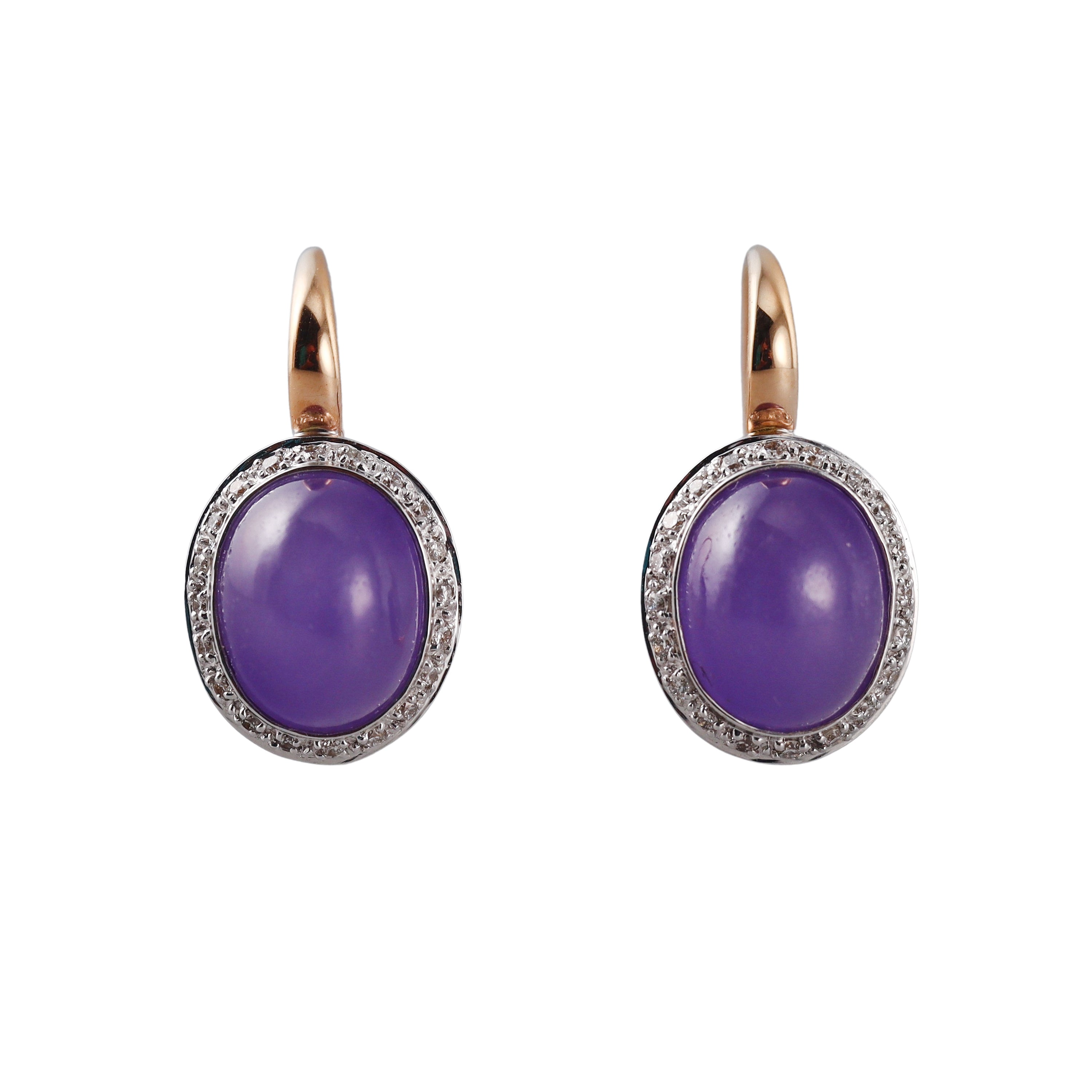 Mimi Milano Leela Lavender Jade Diamond 18k Gold Earrings