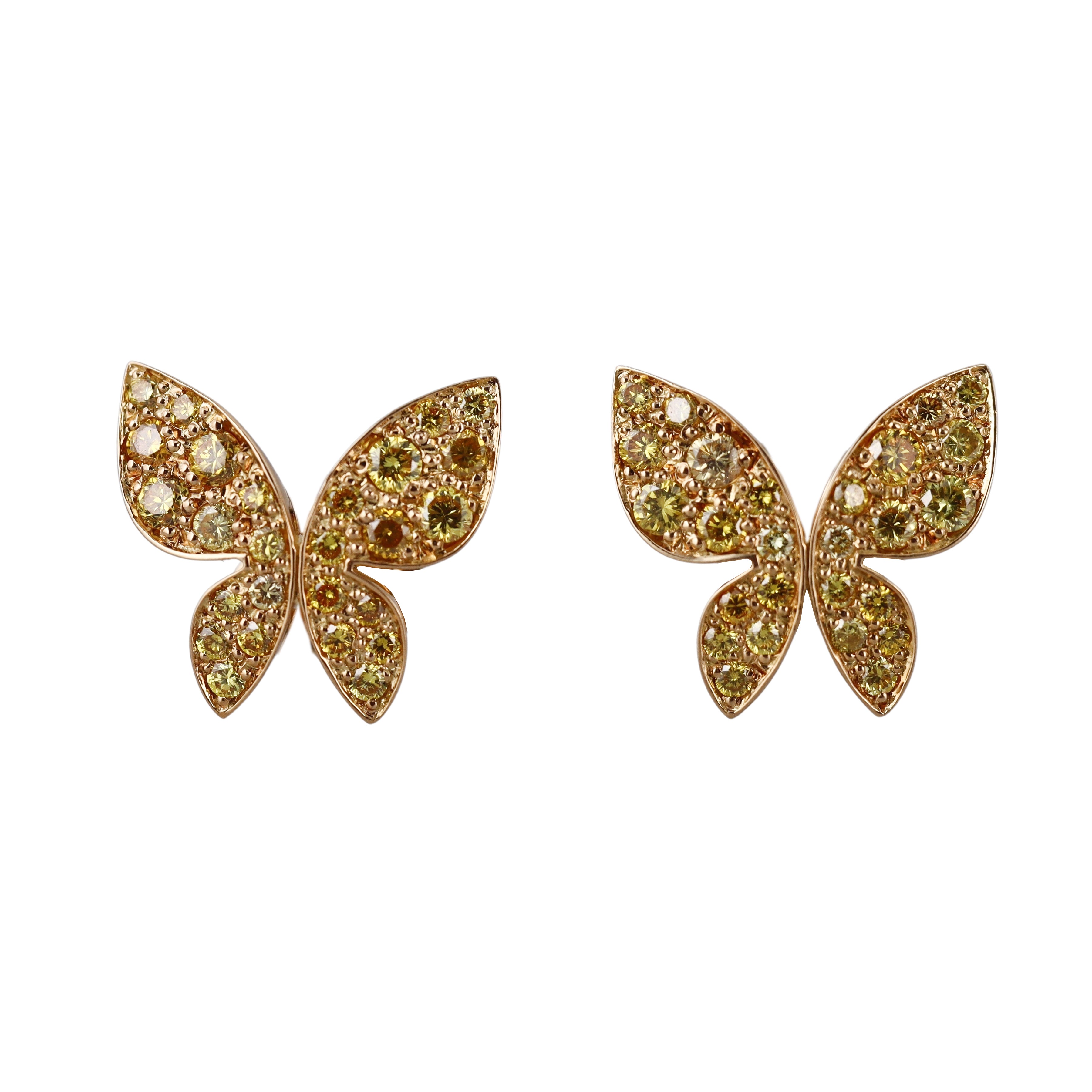 Mimi Milano Farfalla Yellow Diamond 18k Gold Large Butterfly Earrings