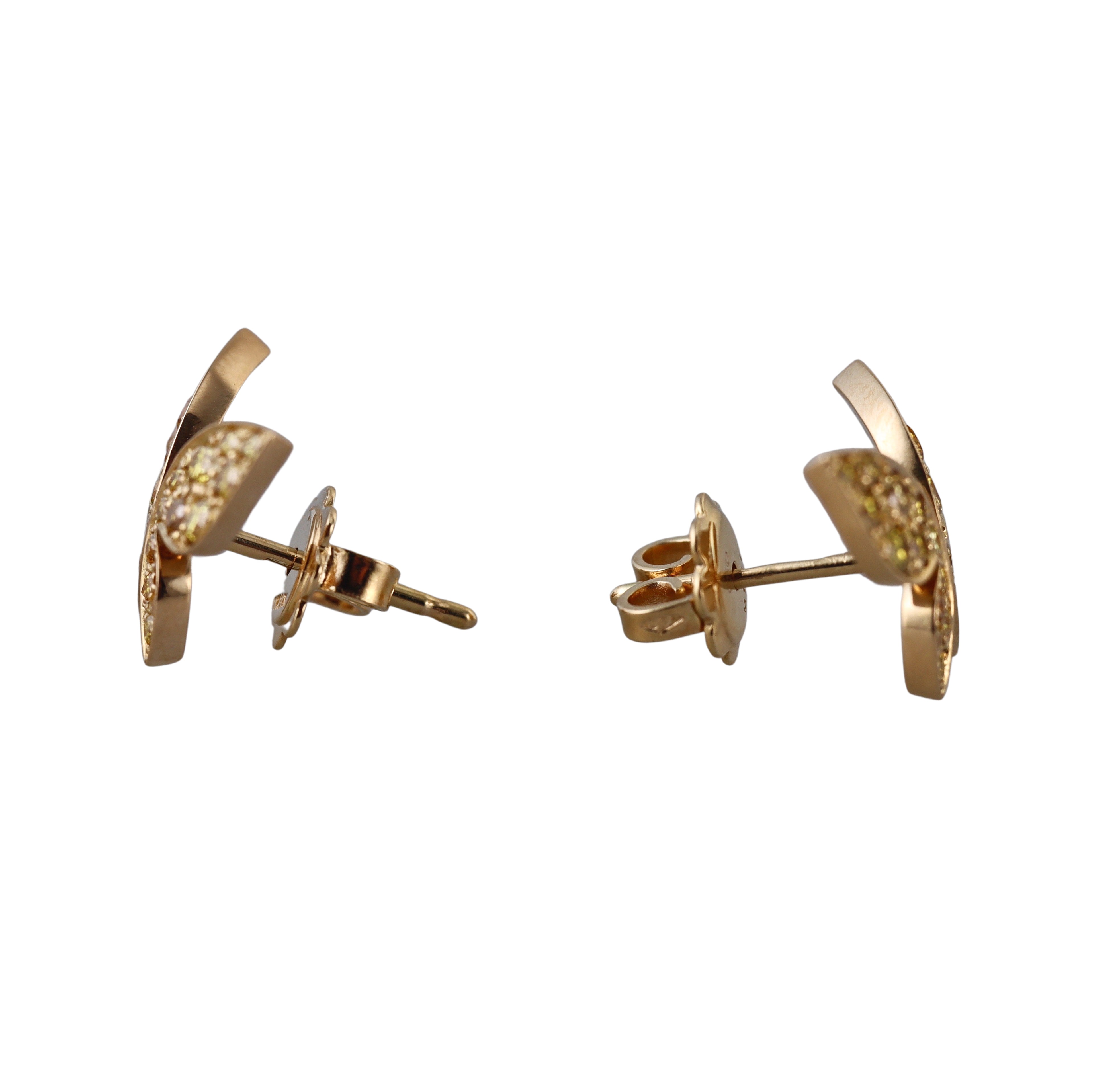 Mimi Milano Farfalla Yellow Diamond 18k Gold Large Butterfly Earrings
