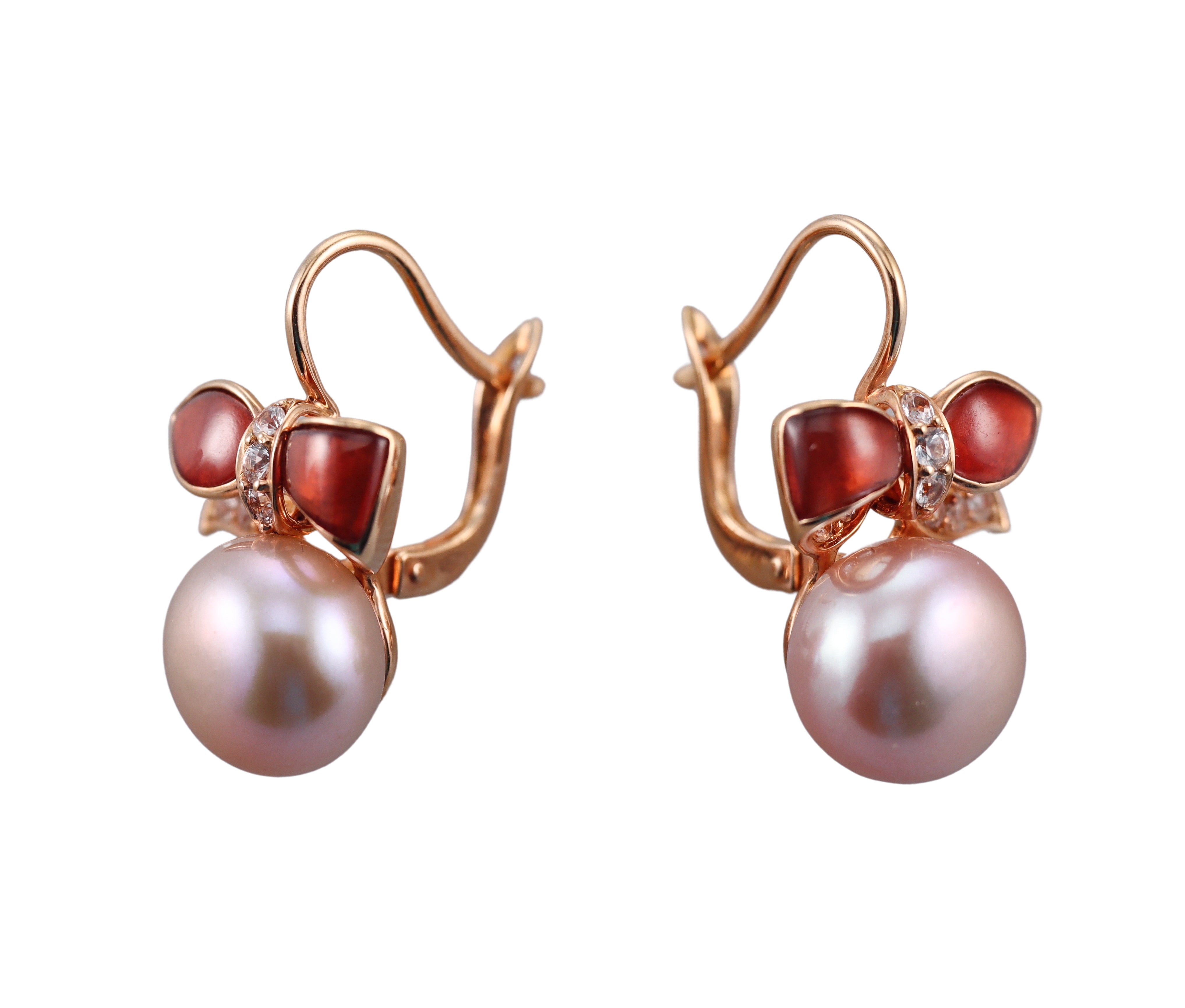 Mimi Milano Pearl Sapphire Garnet 18k Gold Ribbon Earrings