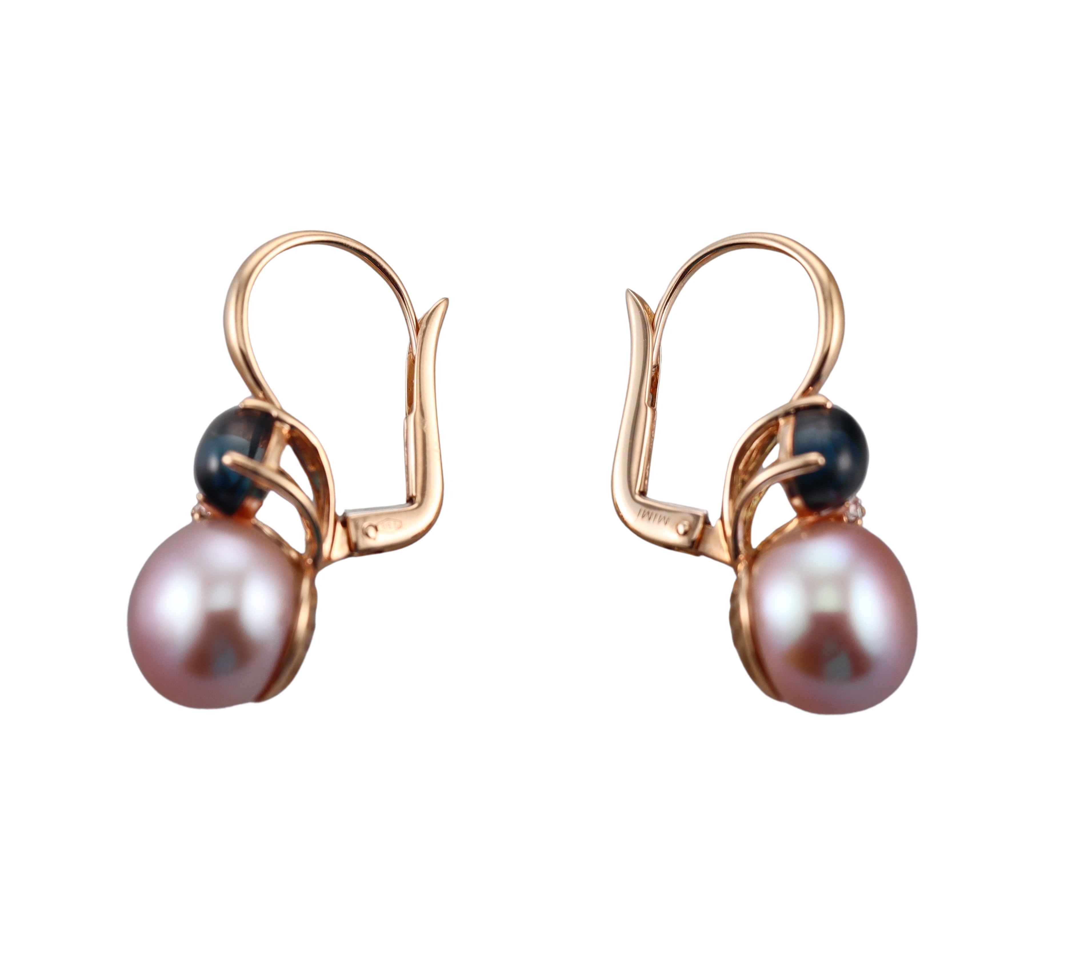 Mimi Milano Pearl Diamond Topaz 18k Gold Earrings