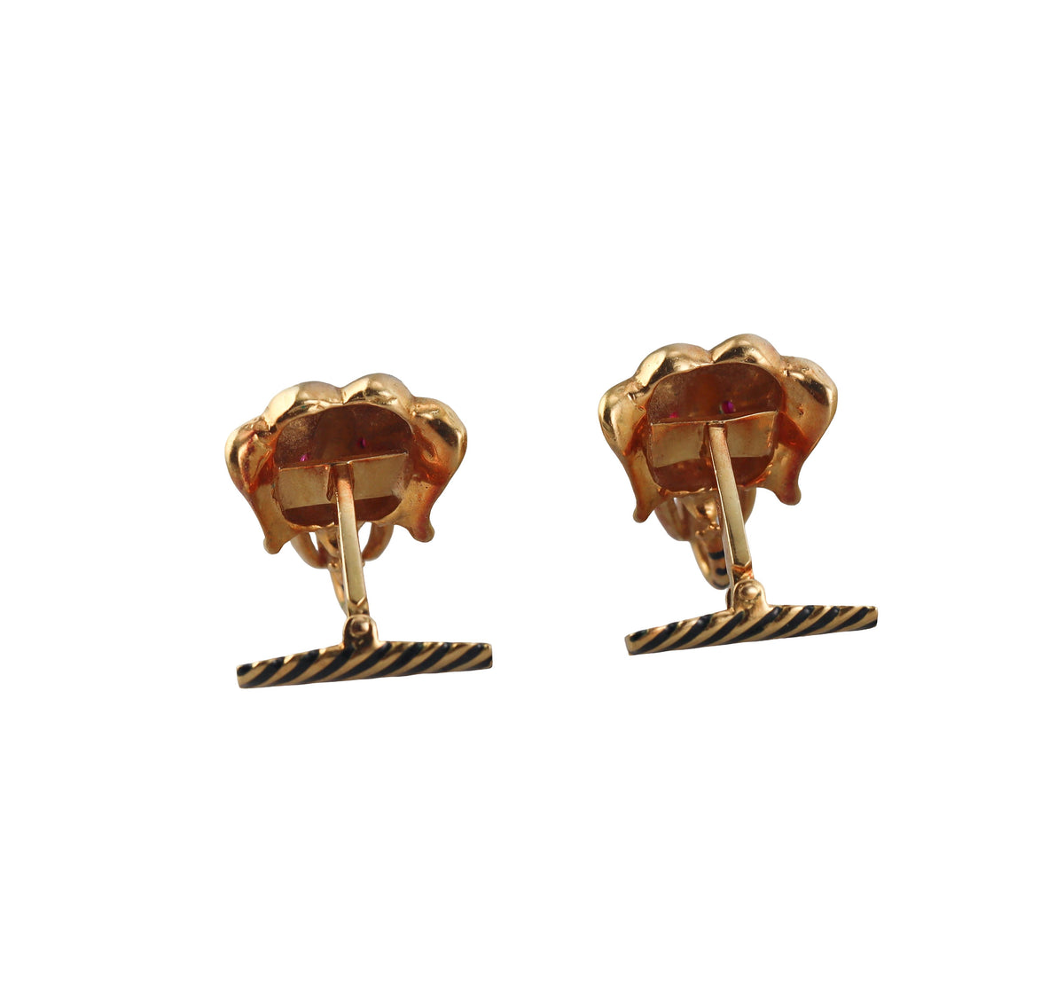 David Webb Ruby Enamel Gold Elephant Cufflinks