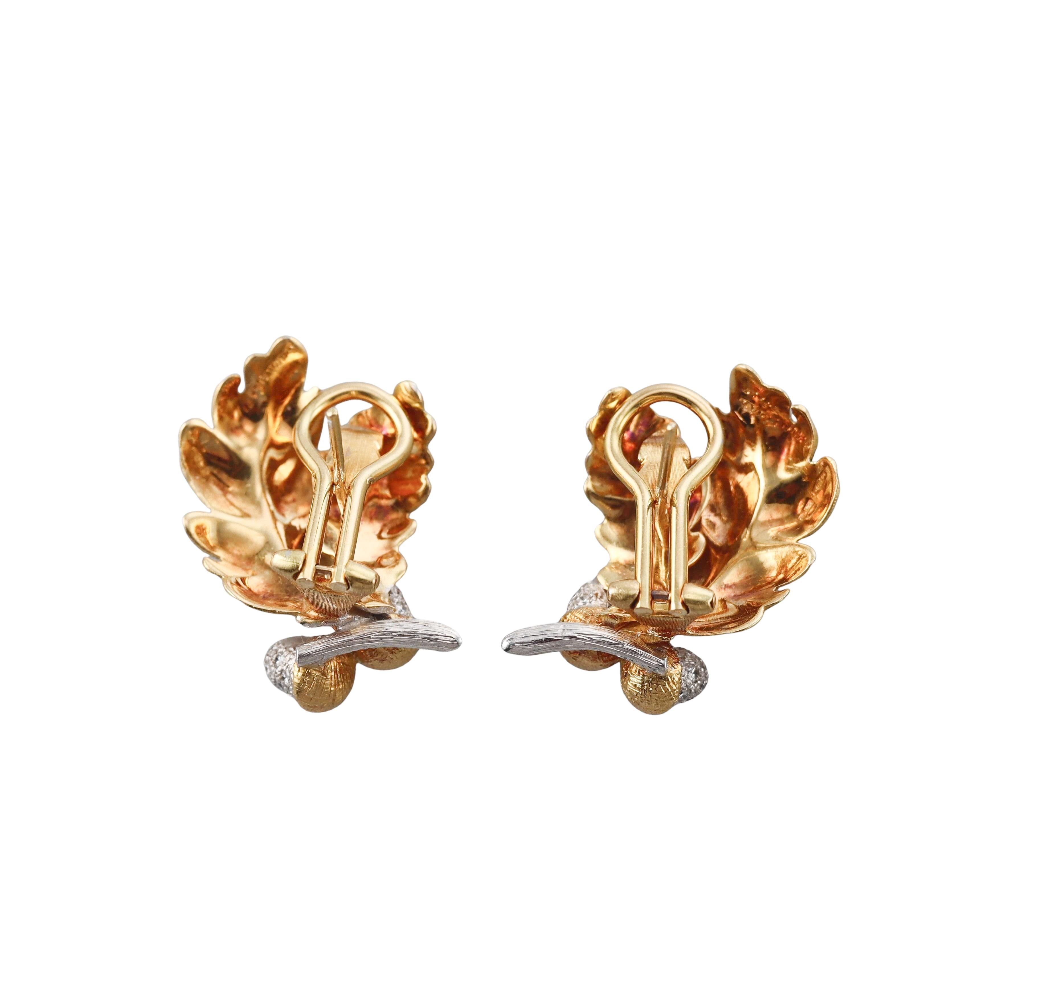 Mario Buccellati Diamond Gold Acorn Earrings