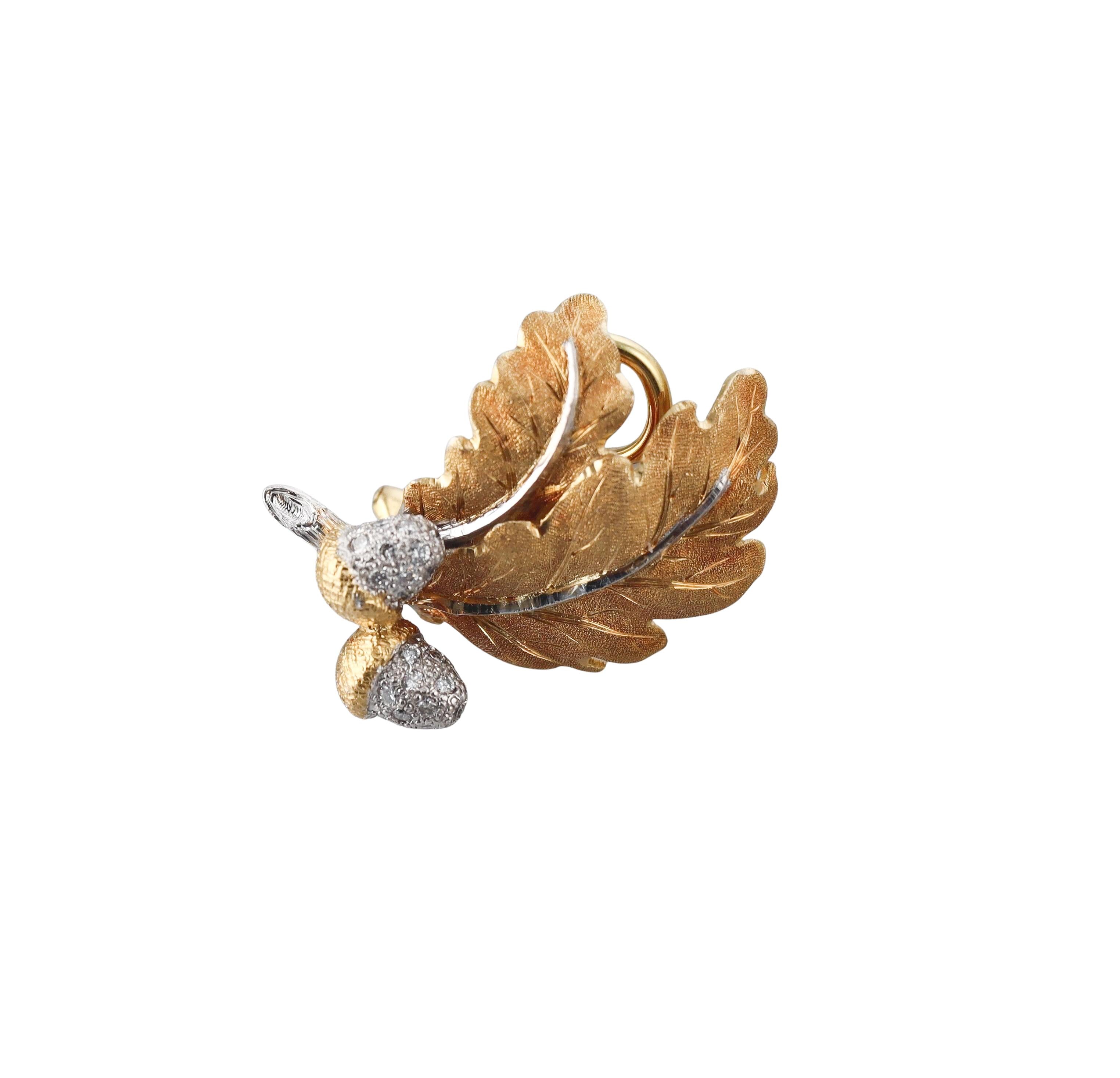 Mario Buccellati Diamond Gold Acorn Earrings
