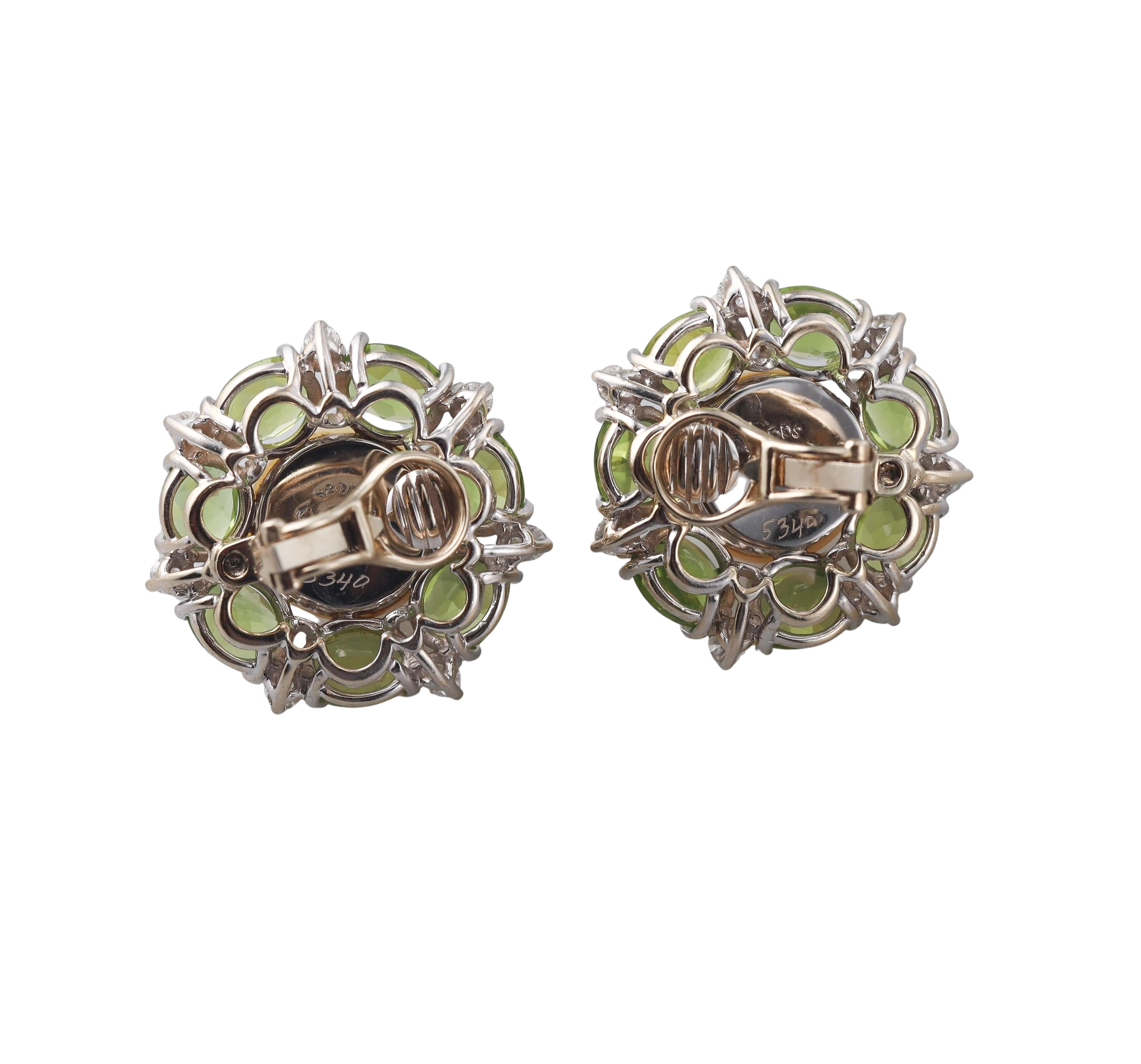 Seaman Schepps Peridot Diamond Mabe Pearl Gold Earrings