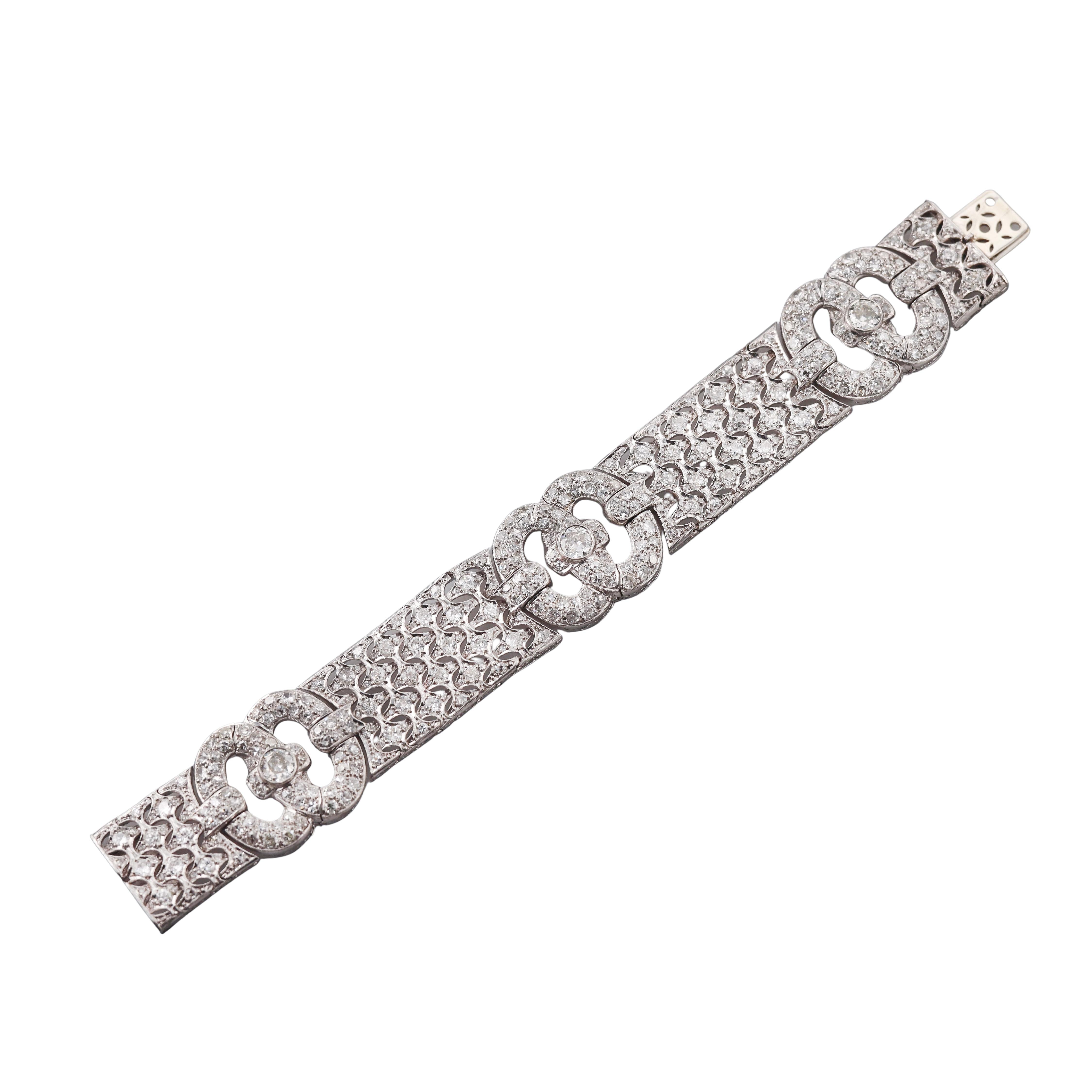Art Deco 15ctw Diamond Platinum Bracelet