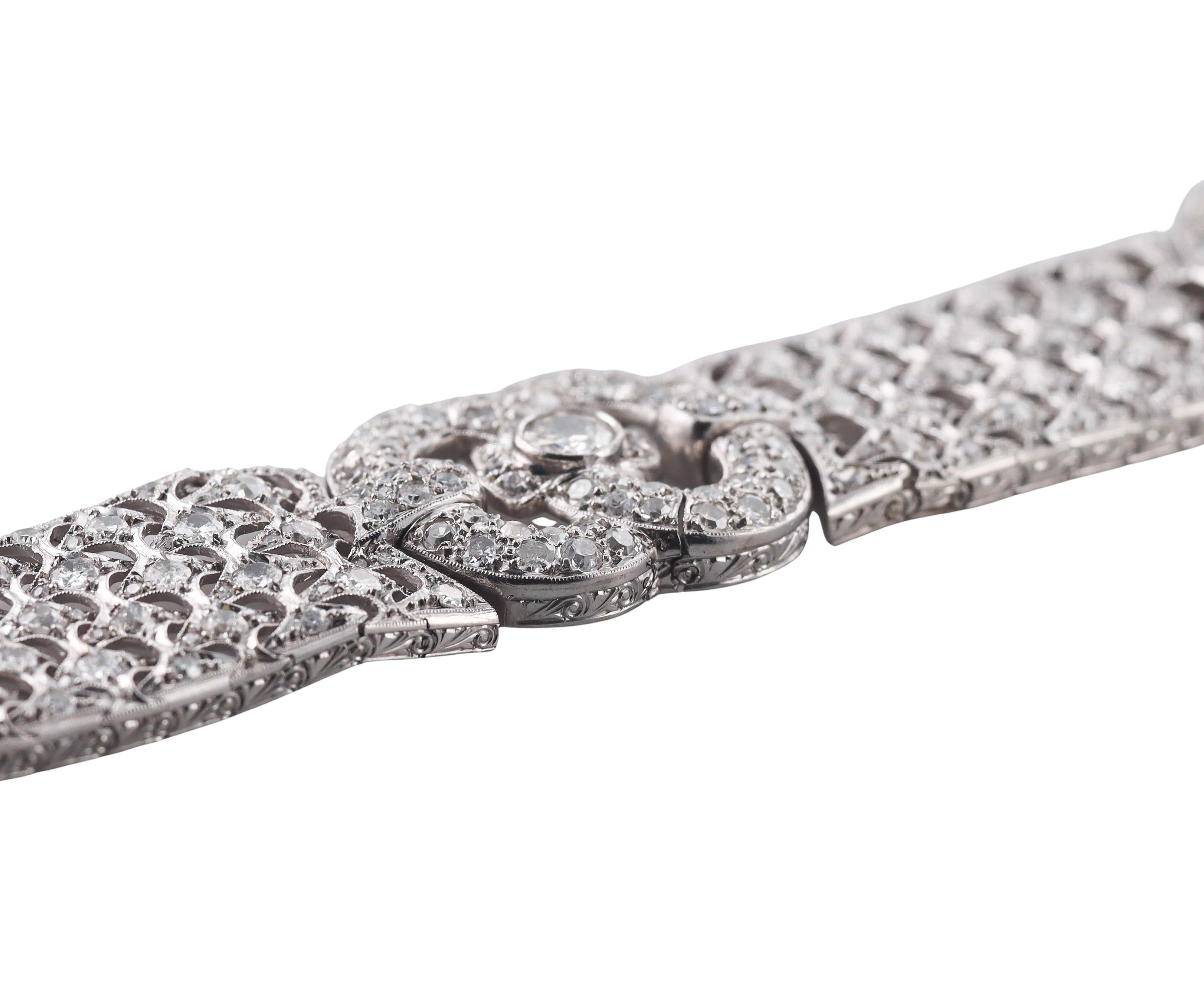 Art Deco 15ctw Diamond Platinum Bracelet