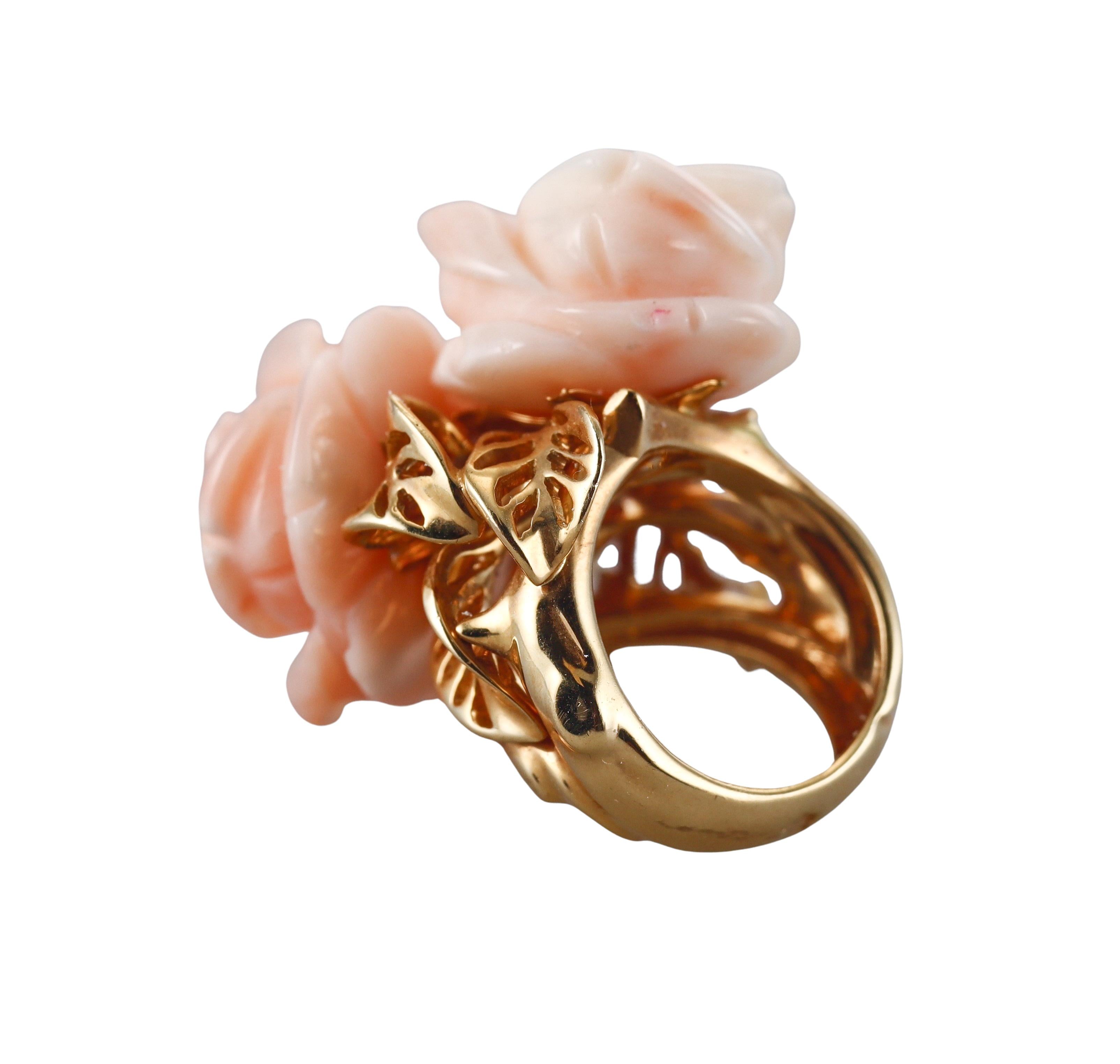 Christian Dior Rose Pre Catelan Coral Diamond Sapphire Flower Ring