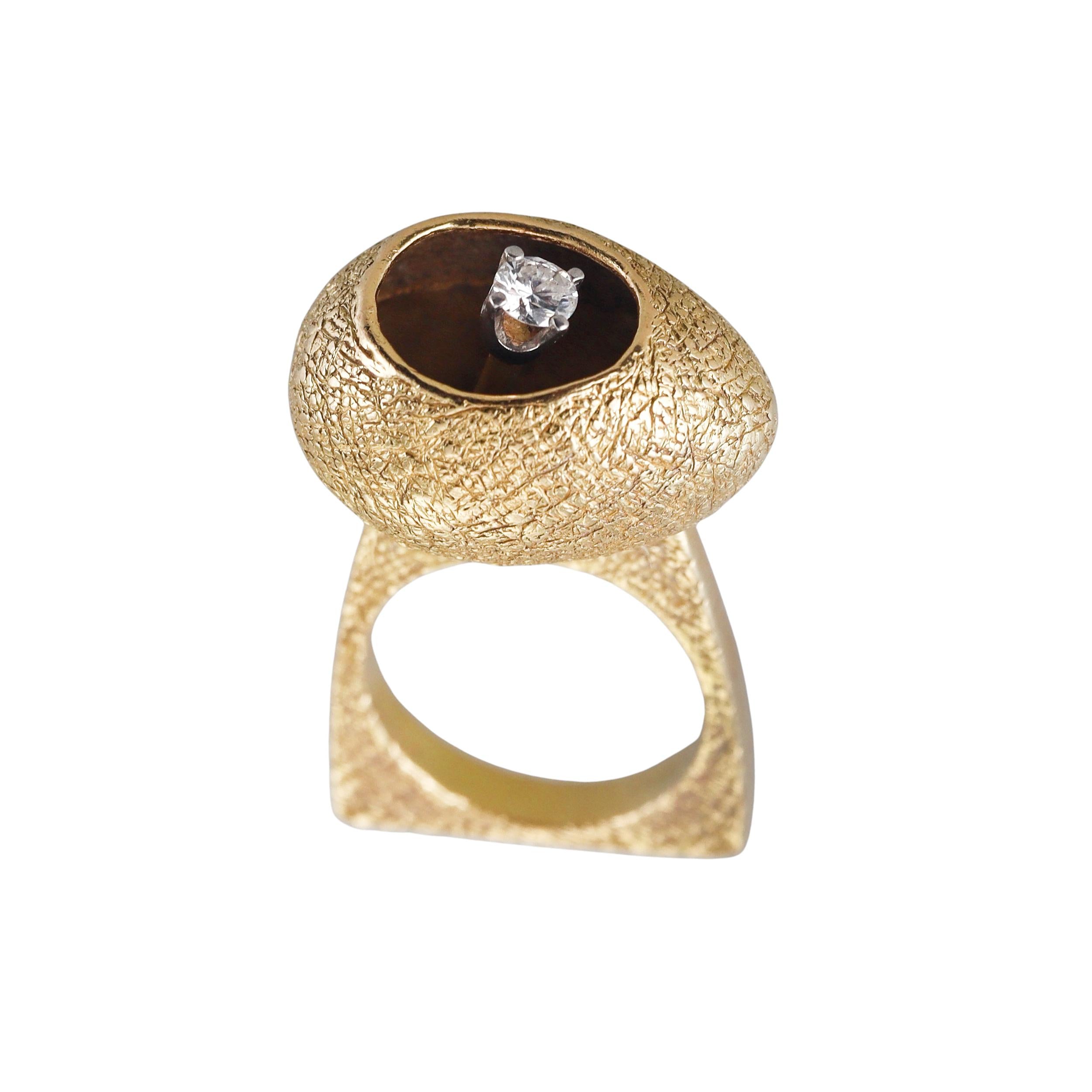 Cartier Lucas Brutalist Gold Diamond Ring