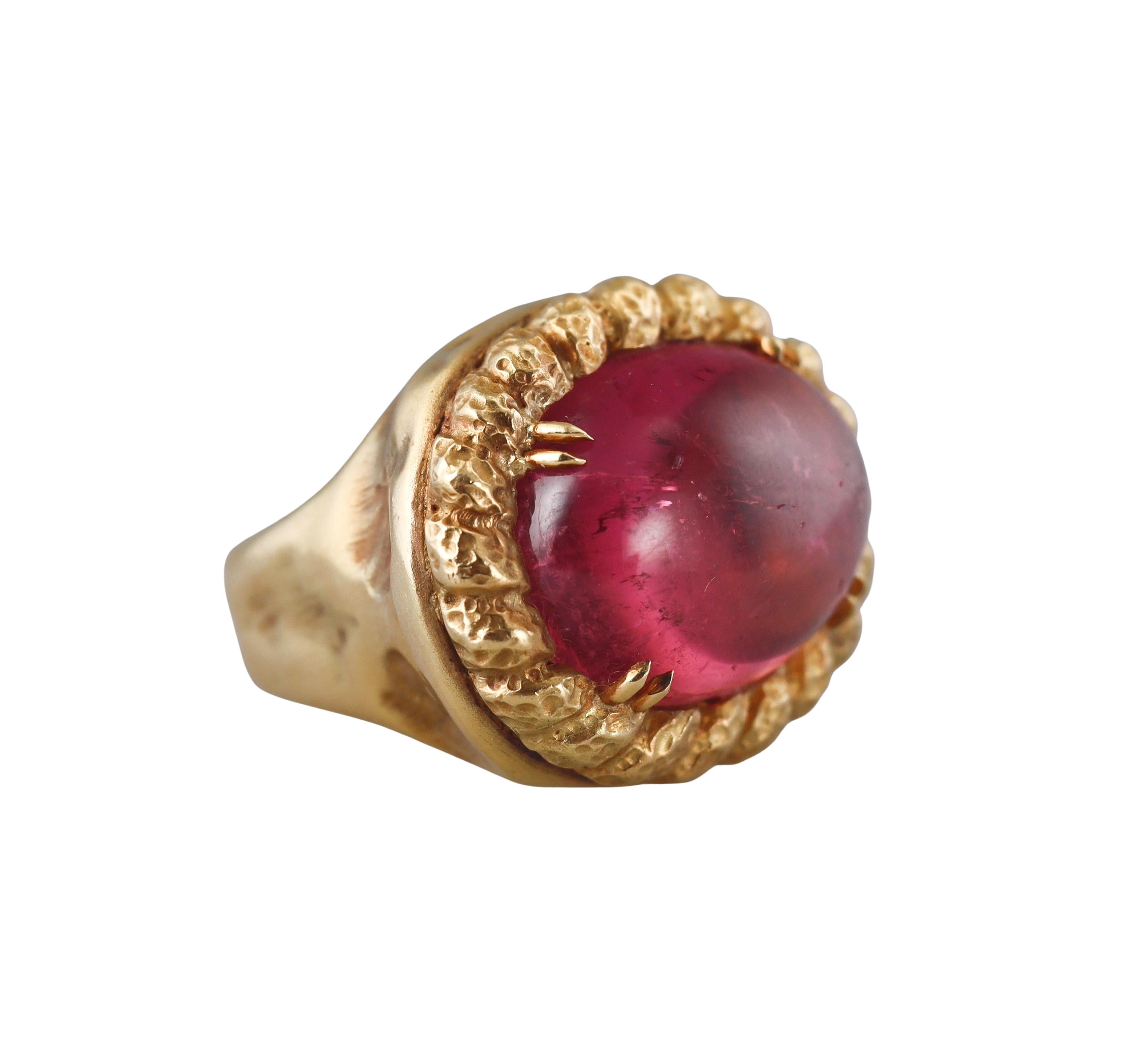 Tony Duquette 33ct Pink Tourmaline Gold Cocktail Ring