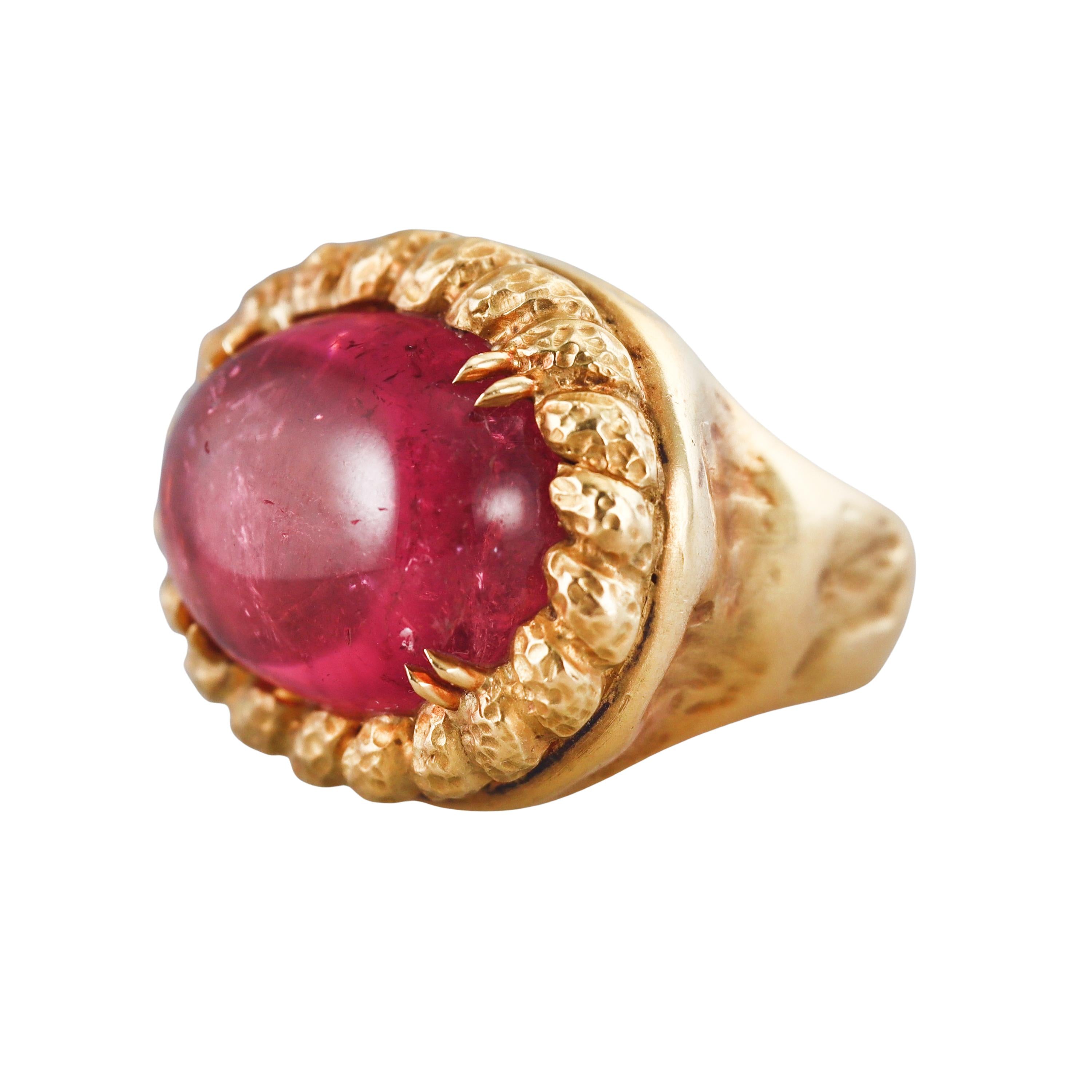 Tony Duquette 33ct Pink Tourmaline Gold Cocktail Ring