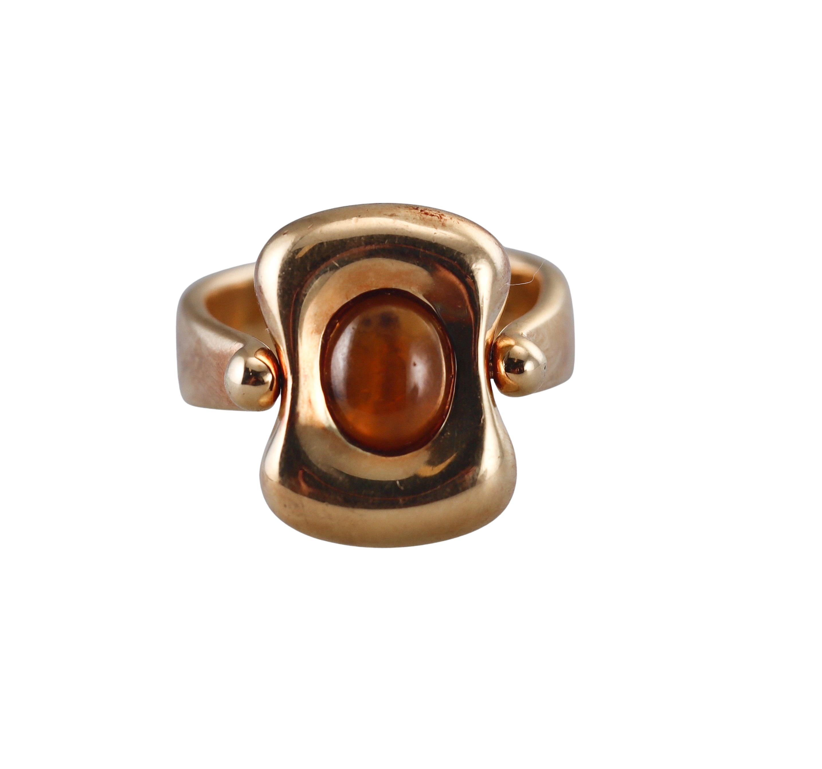 Hermes Vintage Diamond Citrine Gold Flip Ring