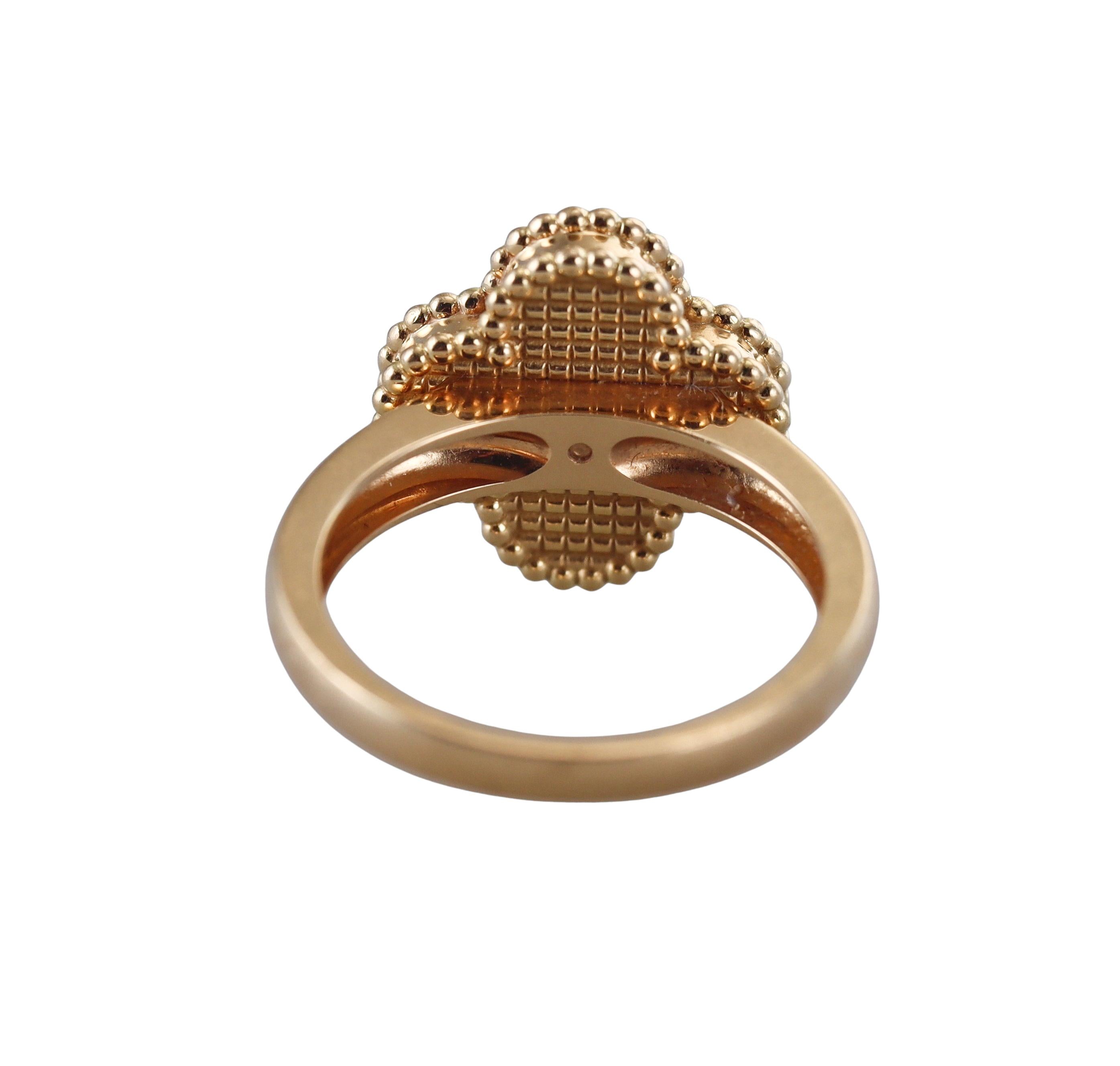 Van Cleef & Arpels Vintage Alhambra Malachite Diamond Gold Ring