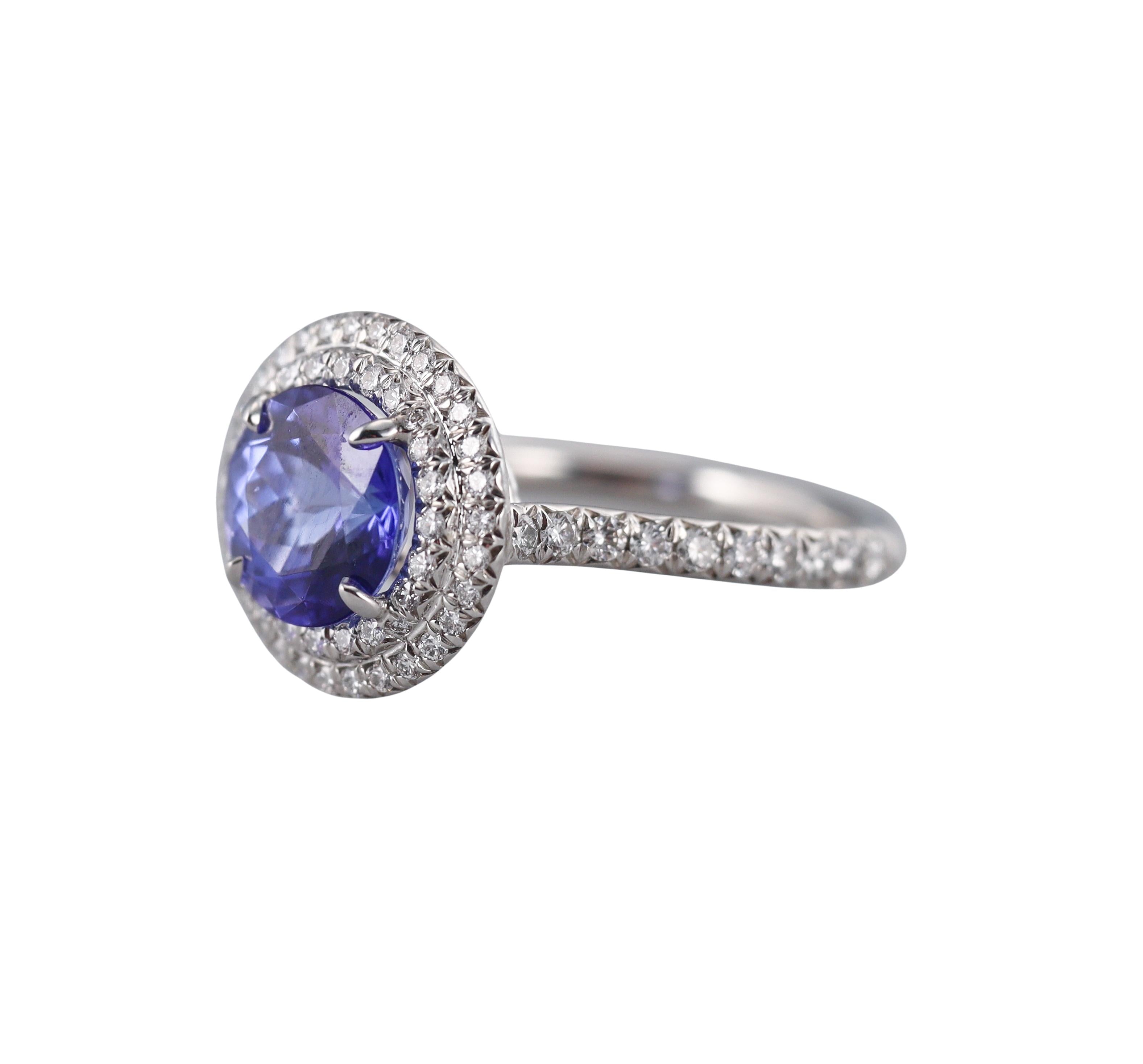 Tiffany & Co Soleste Tanzanite Diamond Platinum Ring
