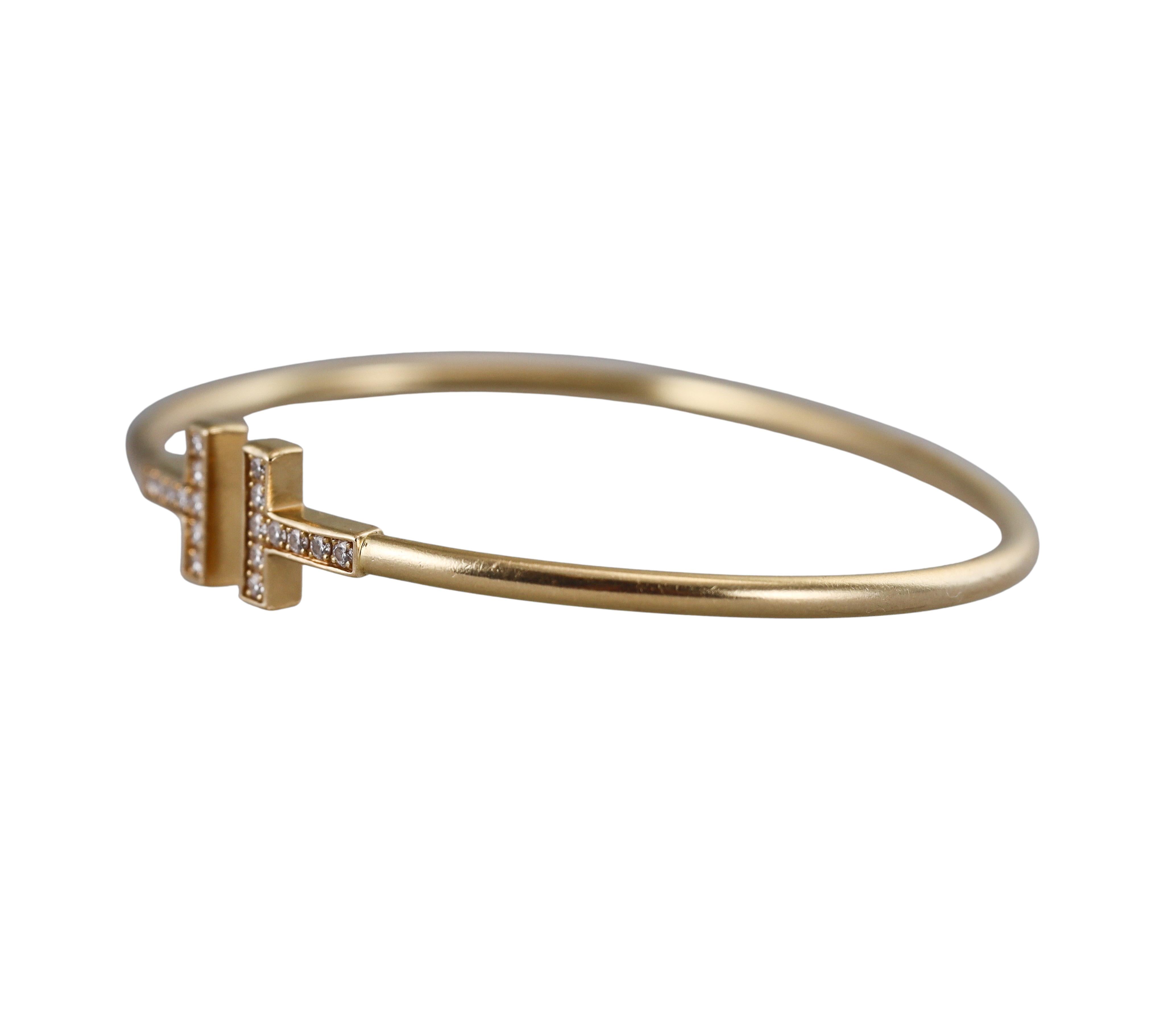 Tiffany & Co Diamond Yellow Gold T Wire Bracelet