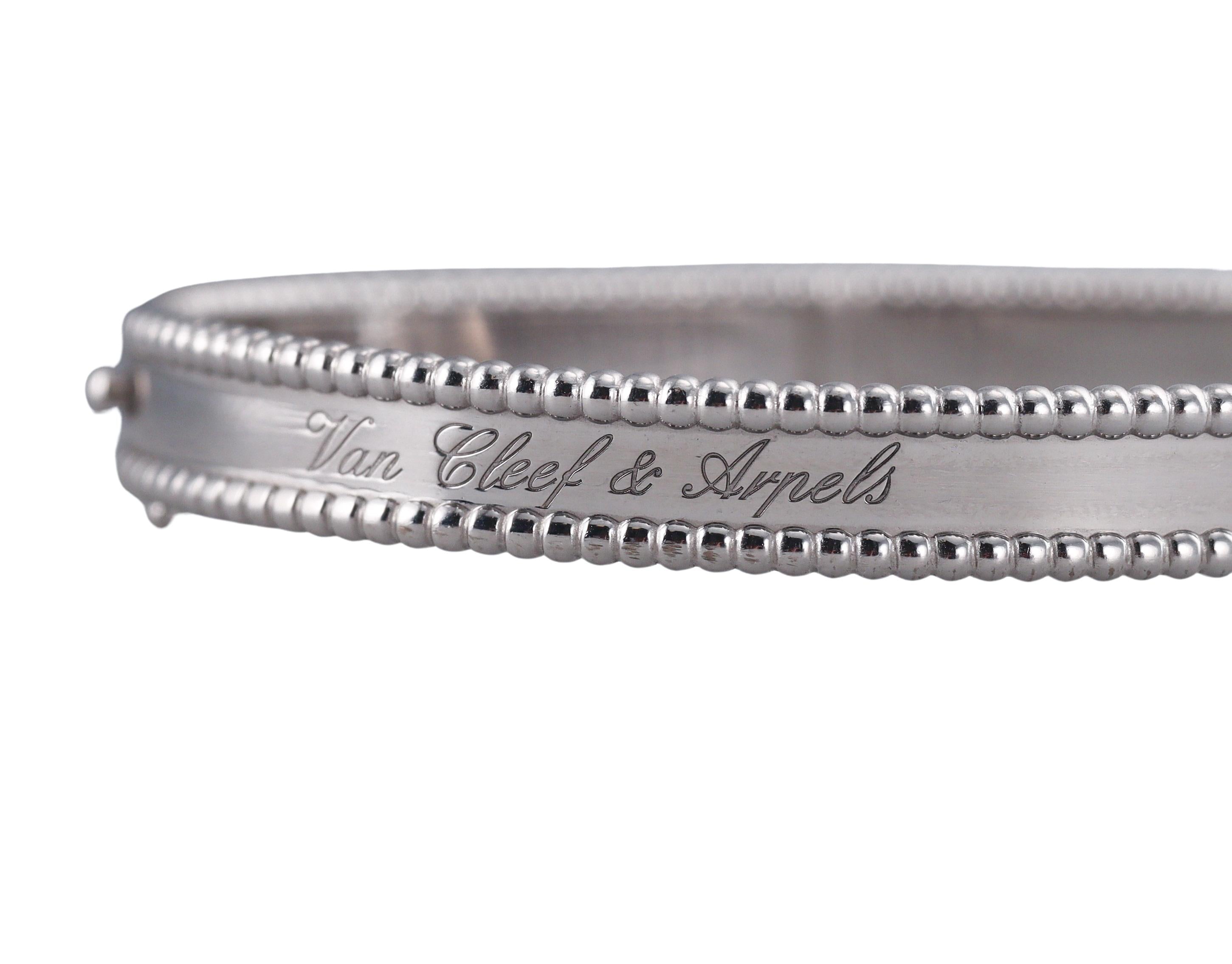 Van Cleef & Arpels Perlee White Gold Bangle Bracelet