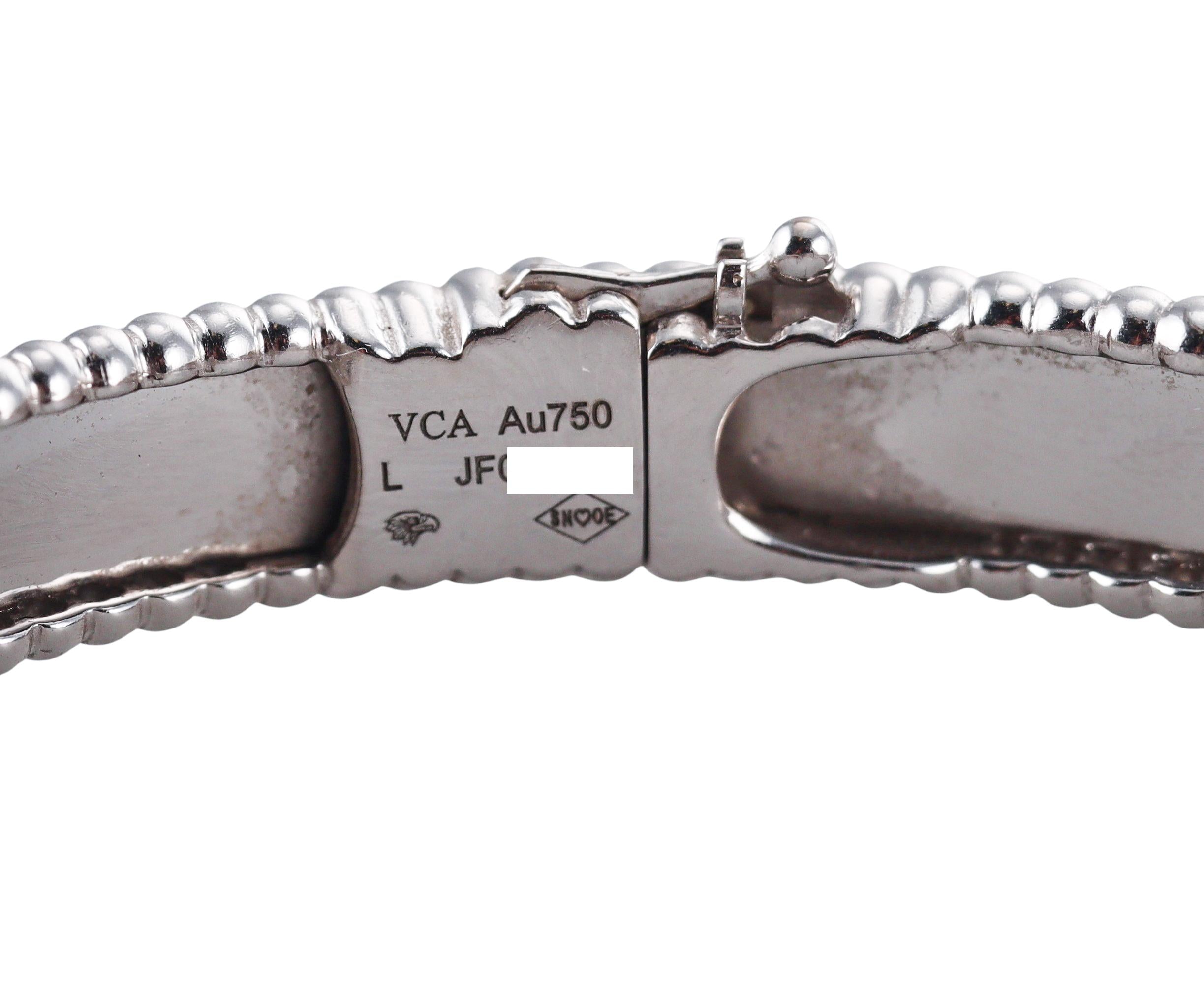 Van Cleef & Arpels Perlee White Gold Bangle Bracelet