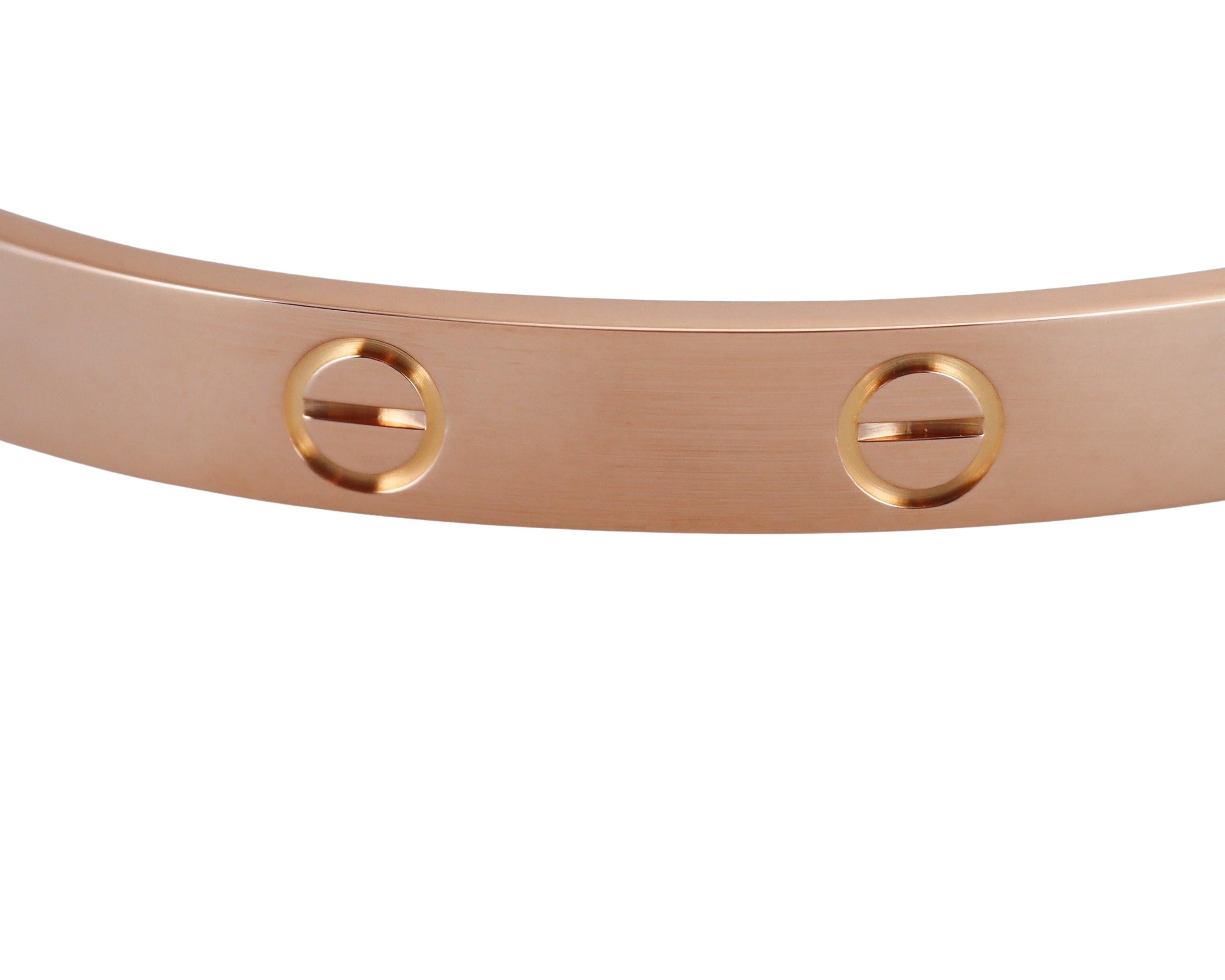 Cartier Love Rose Gold Bracelet Classic Model Size 17