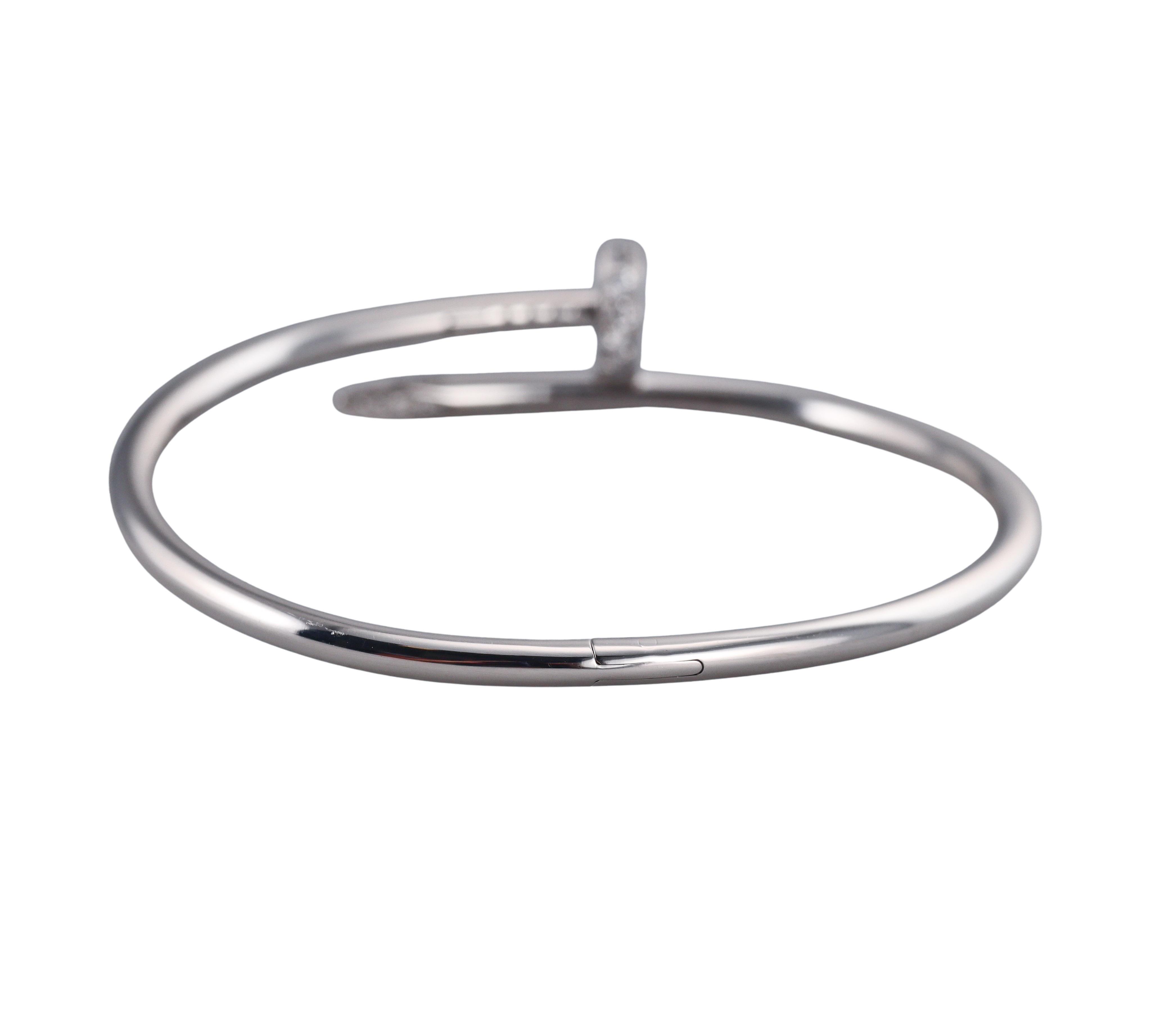 Cartier Juste Un Clou Diamond White Gold Bracelet Size 18