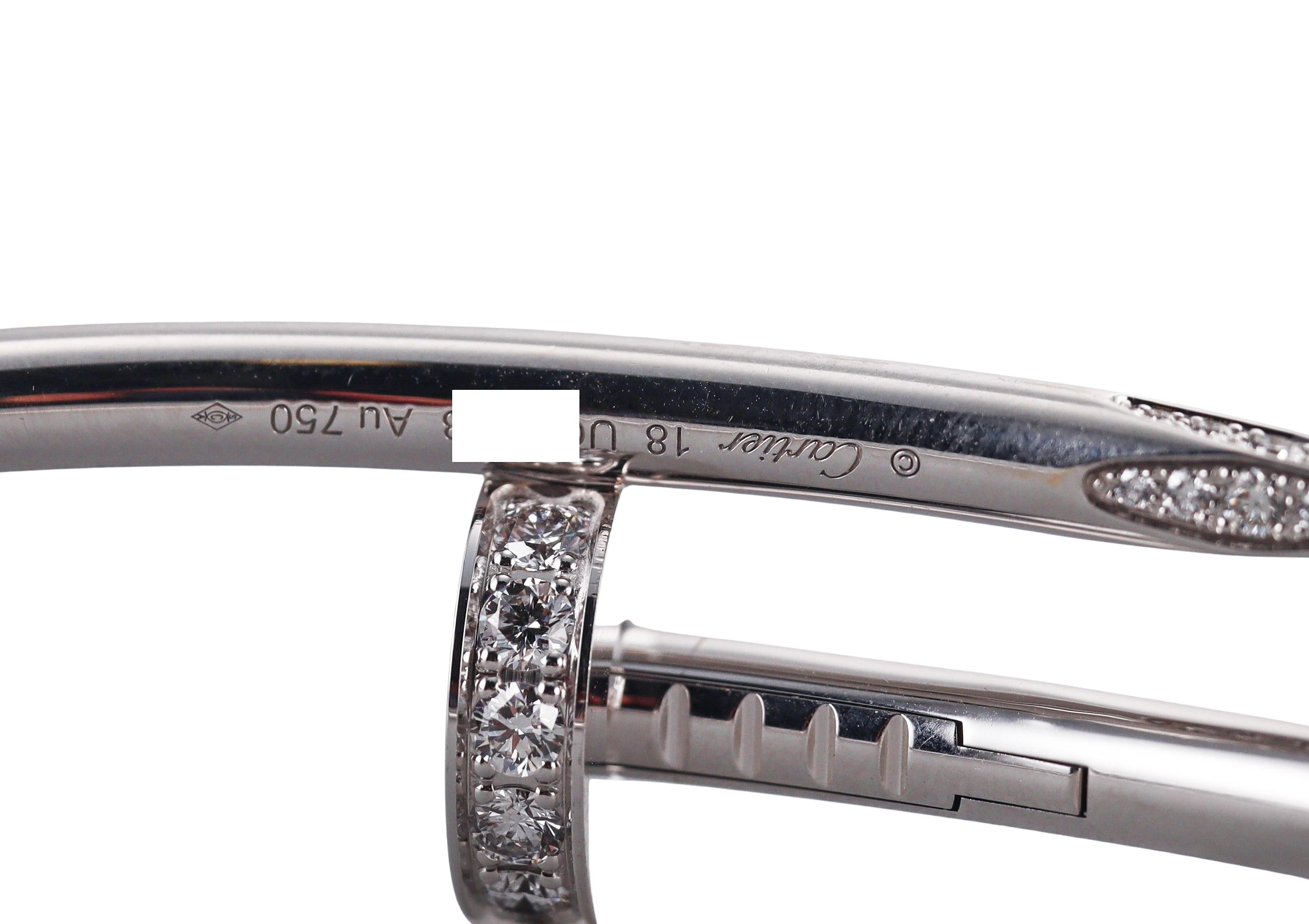 Cartier Juste Un Clou Diamond White Gold Bracelet Size 18