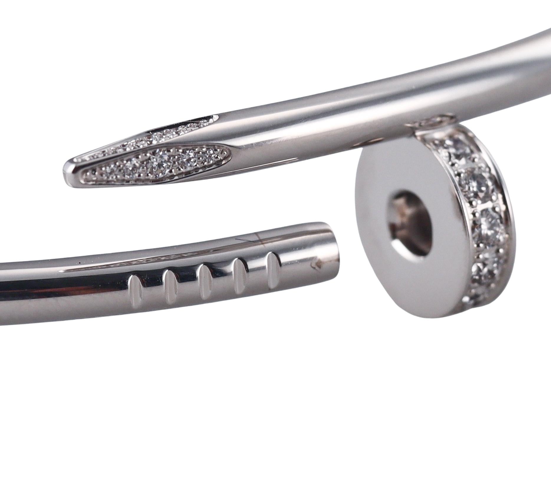 Cartier Juste Un Clou Diamond White Gold Bracelet Size 18