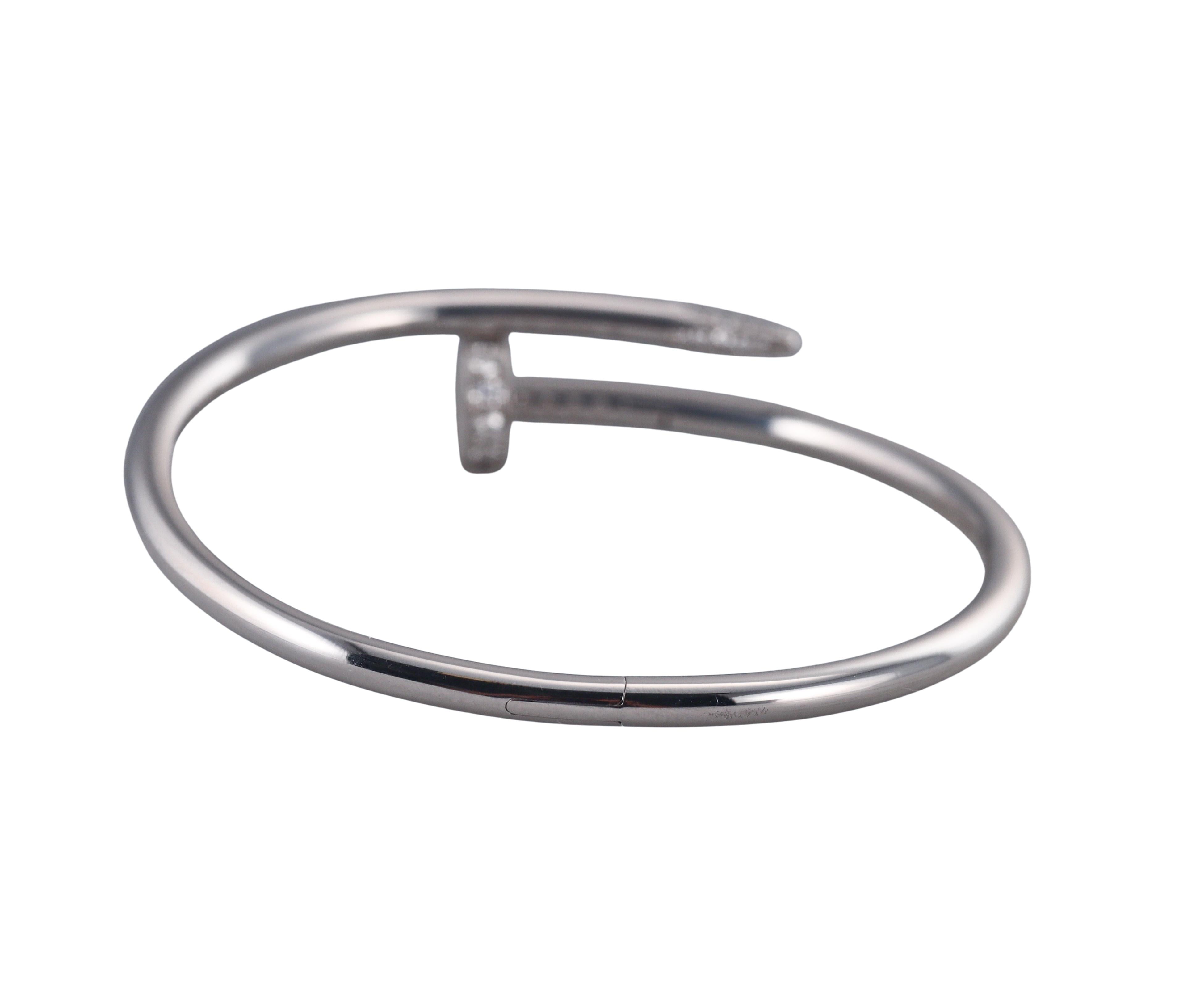 Cartier Juste Un Clou Diamond White Gold Bracelet Size 16