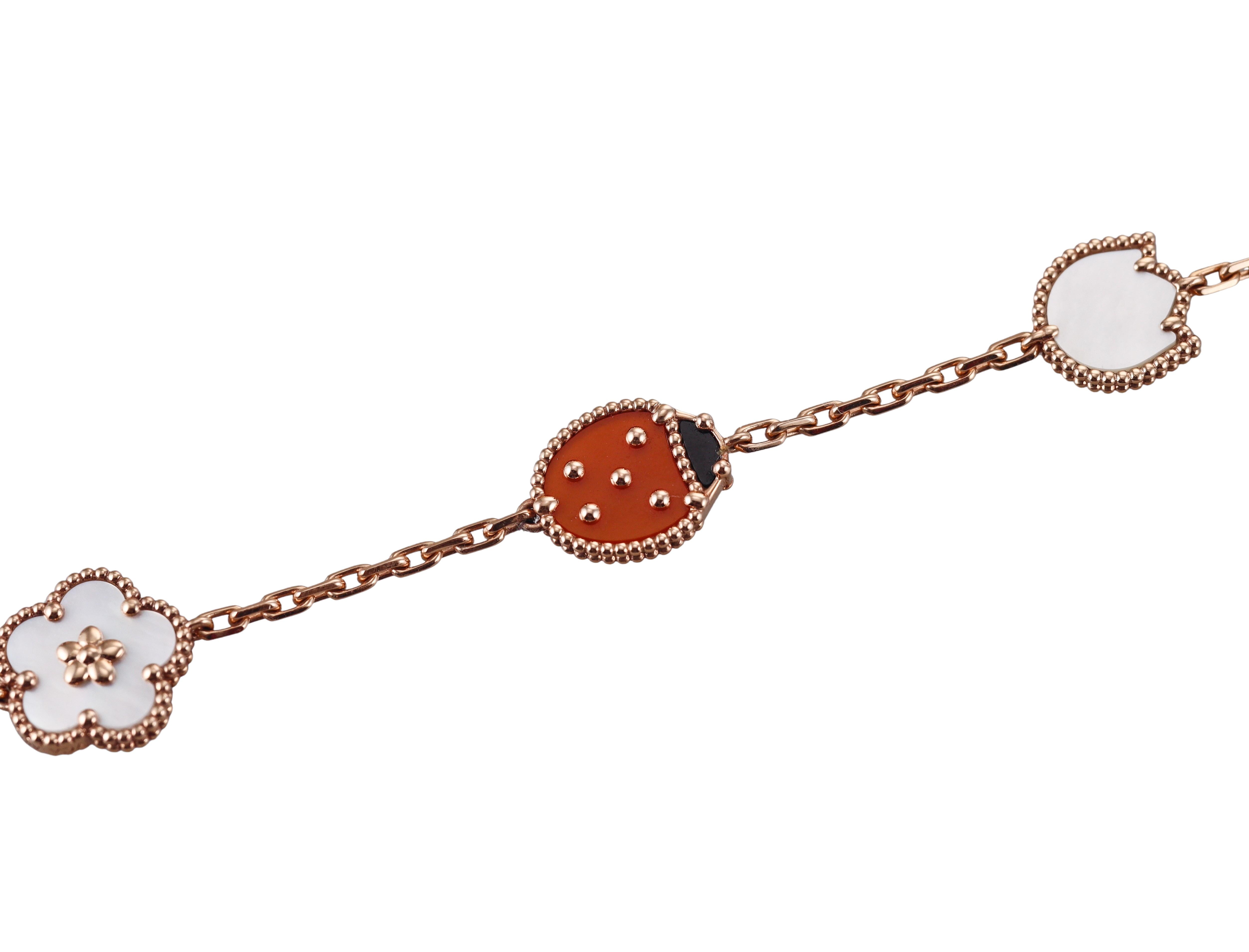 Van Cleef & Arpels Lucky Spring Rose Gold MOP Carnelian Bracelet