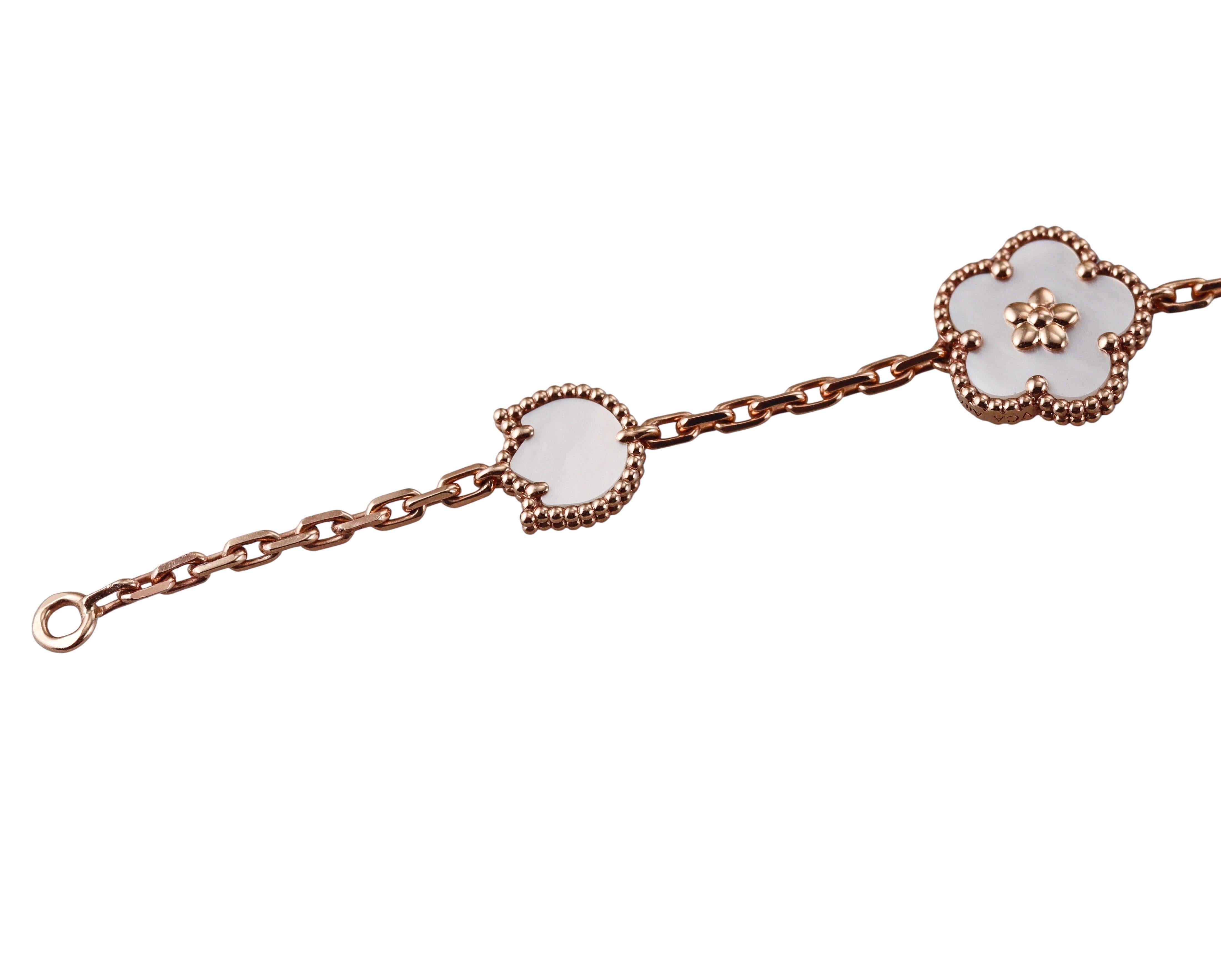 Van Cleef & Arpels Lucky Spring Rose Gold MOP Carnelian Bracelet