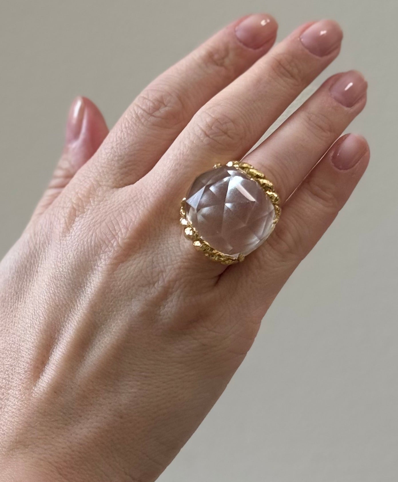 David Webb Crystal Gold Iceberg Ring