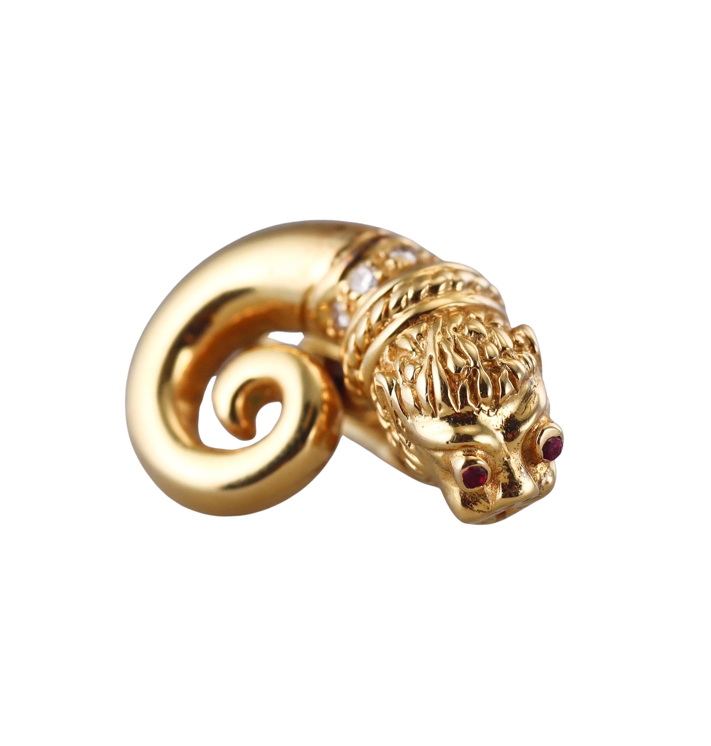 Zolotas Greece Gold Ruby Diamond Chimera Swirl Earrings