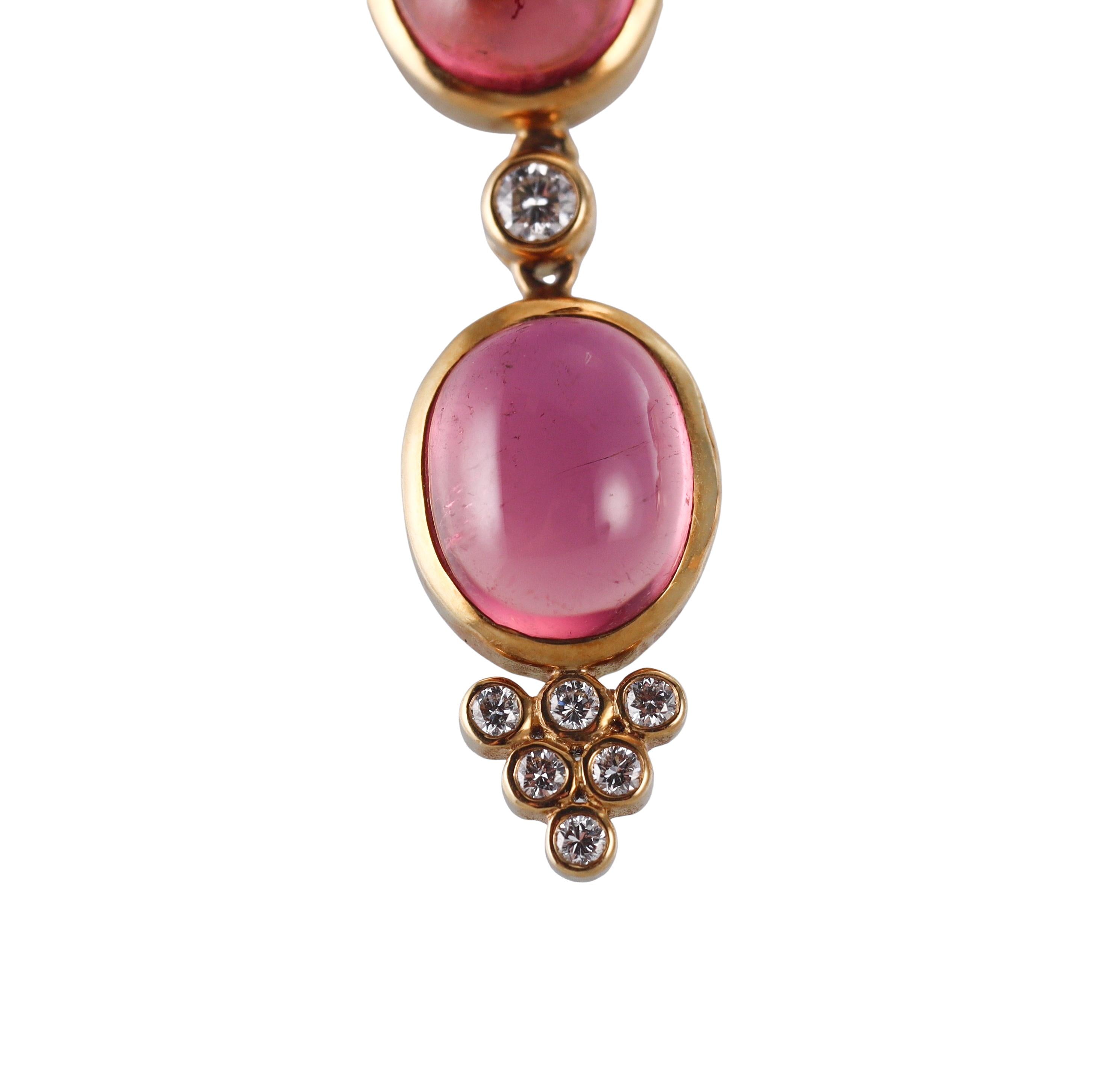 Temple St. Clair Pink Tourmaline Diamond Gold Earrings