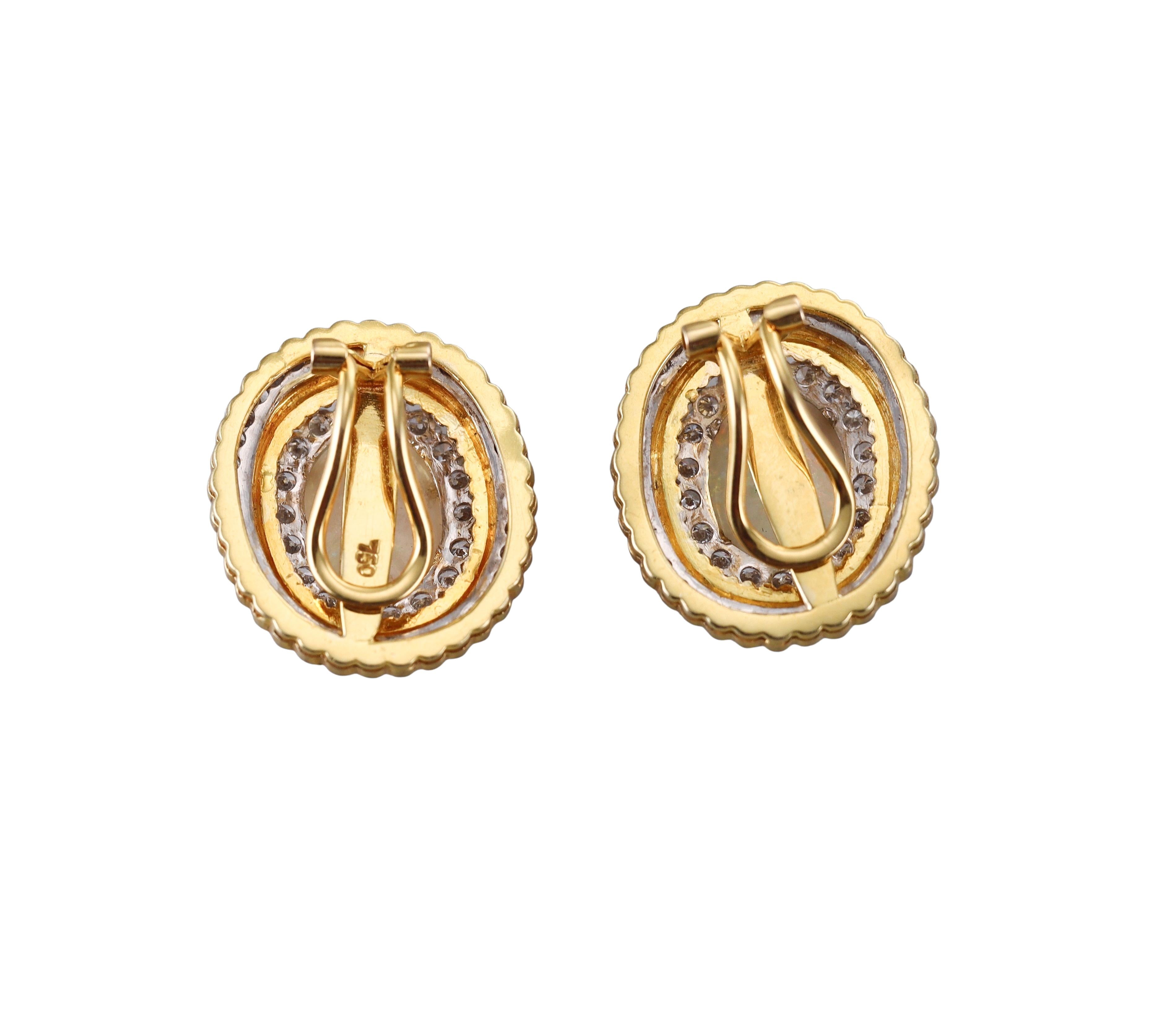 Opal Diamond Gold Earrings