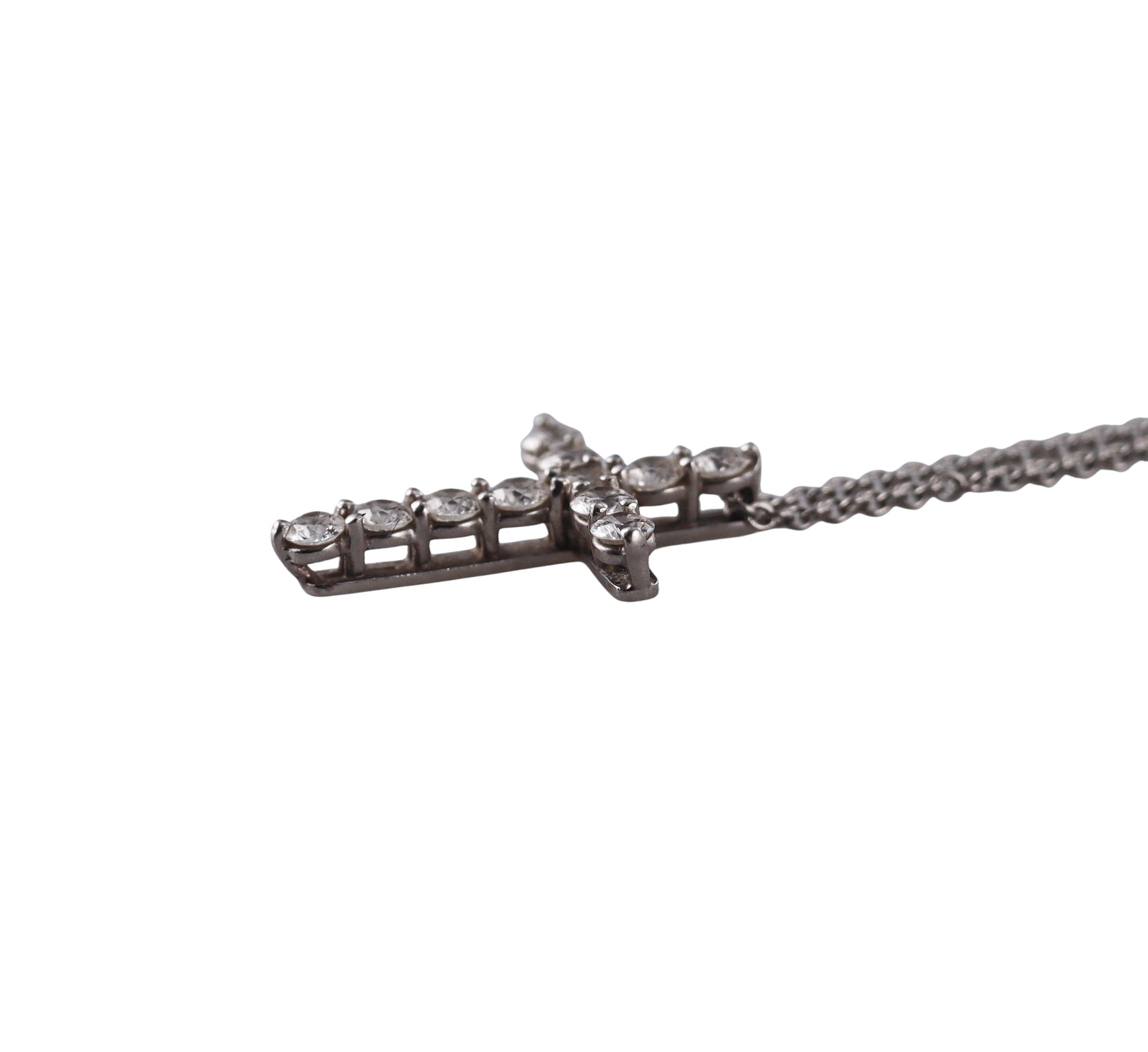 Tiffany & Co Diamond Platinum Cross Pendant Necklace