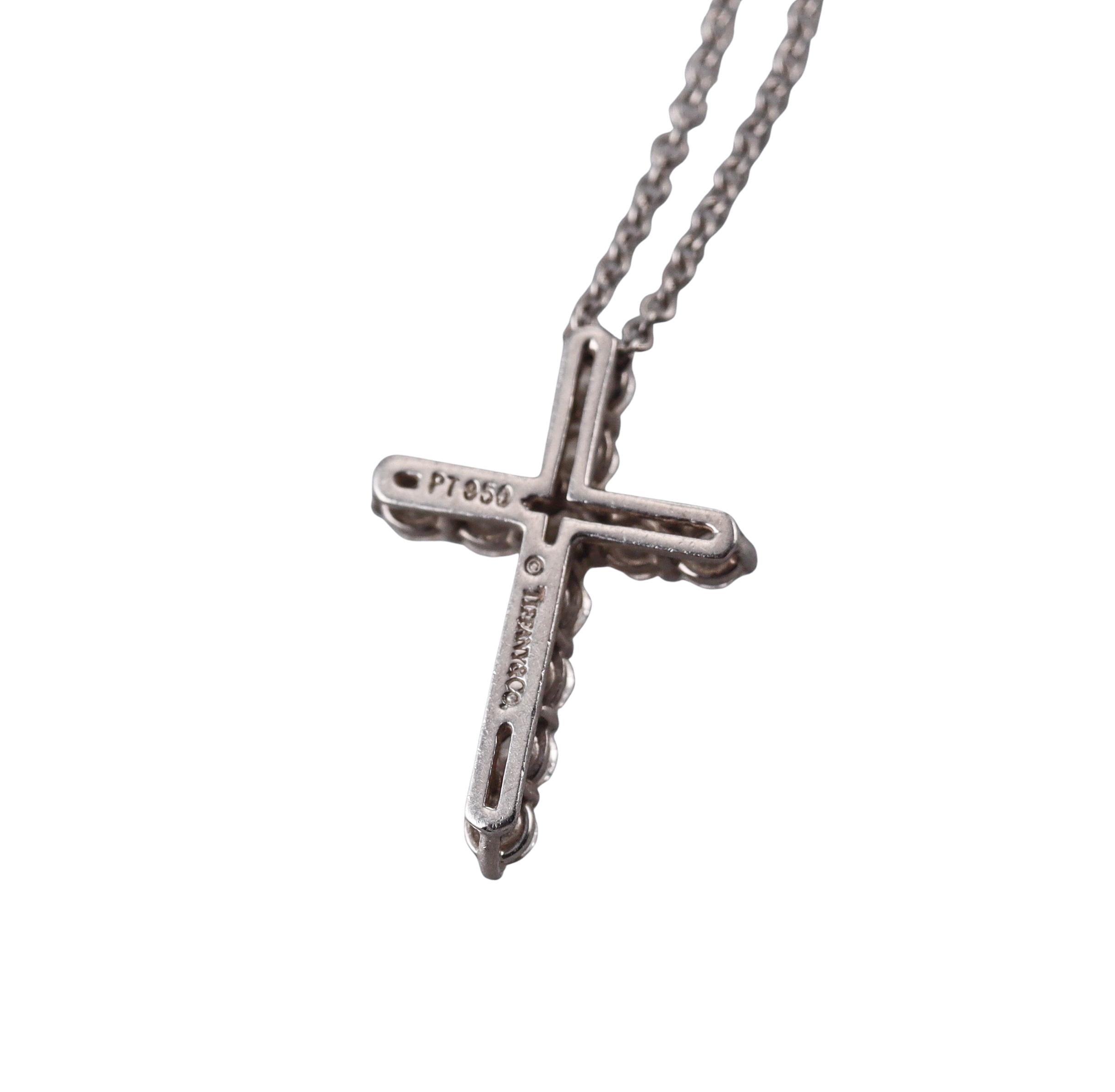 Tiffany & Co Diamond Platinum Cross Pendant Necklace