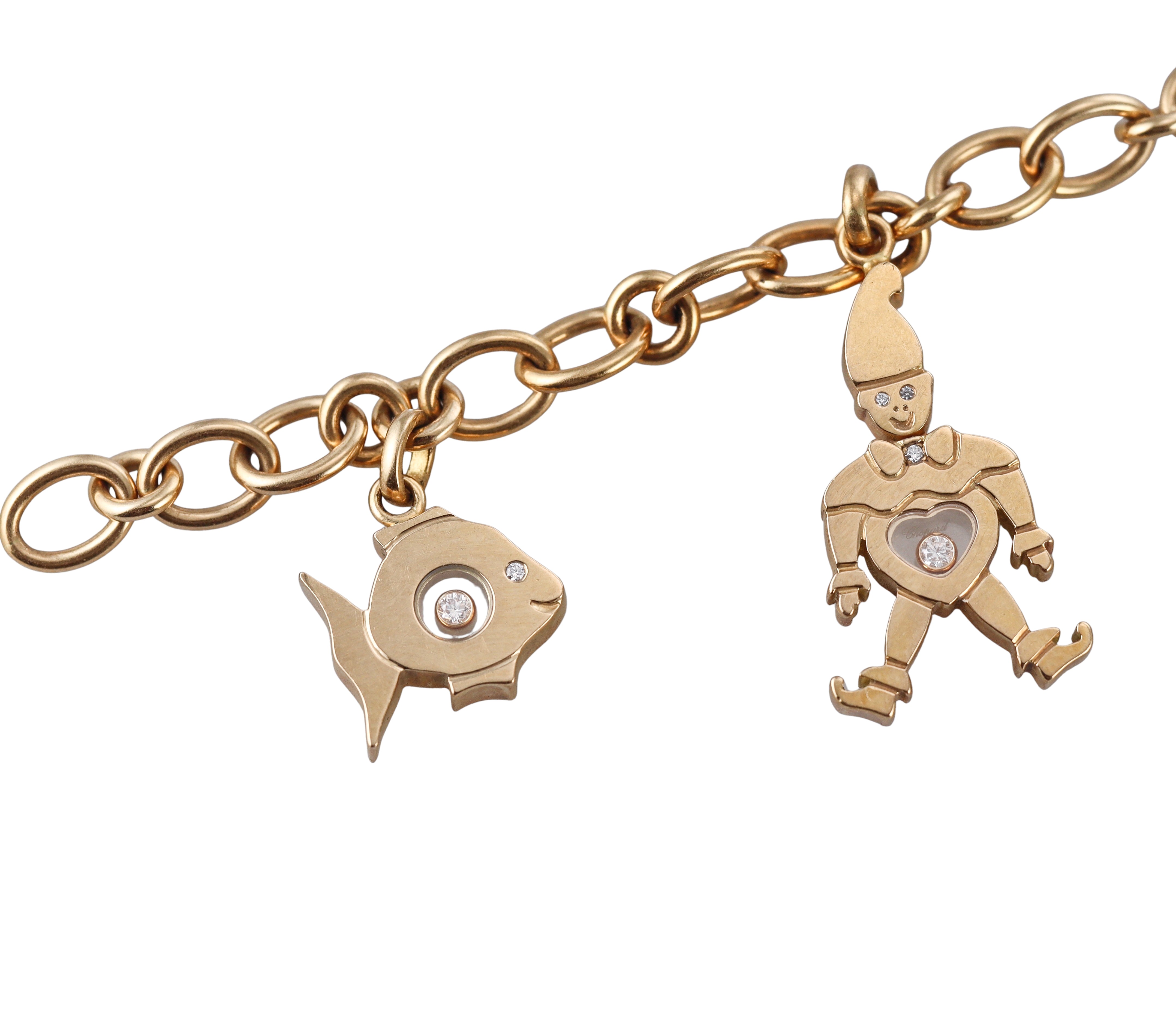 Chopard Happy Diamonds Clown Bear Elephant Fish Charm Gold Bracelet