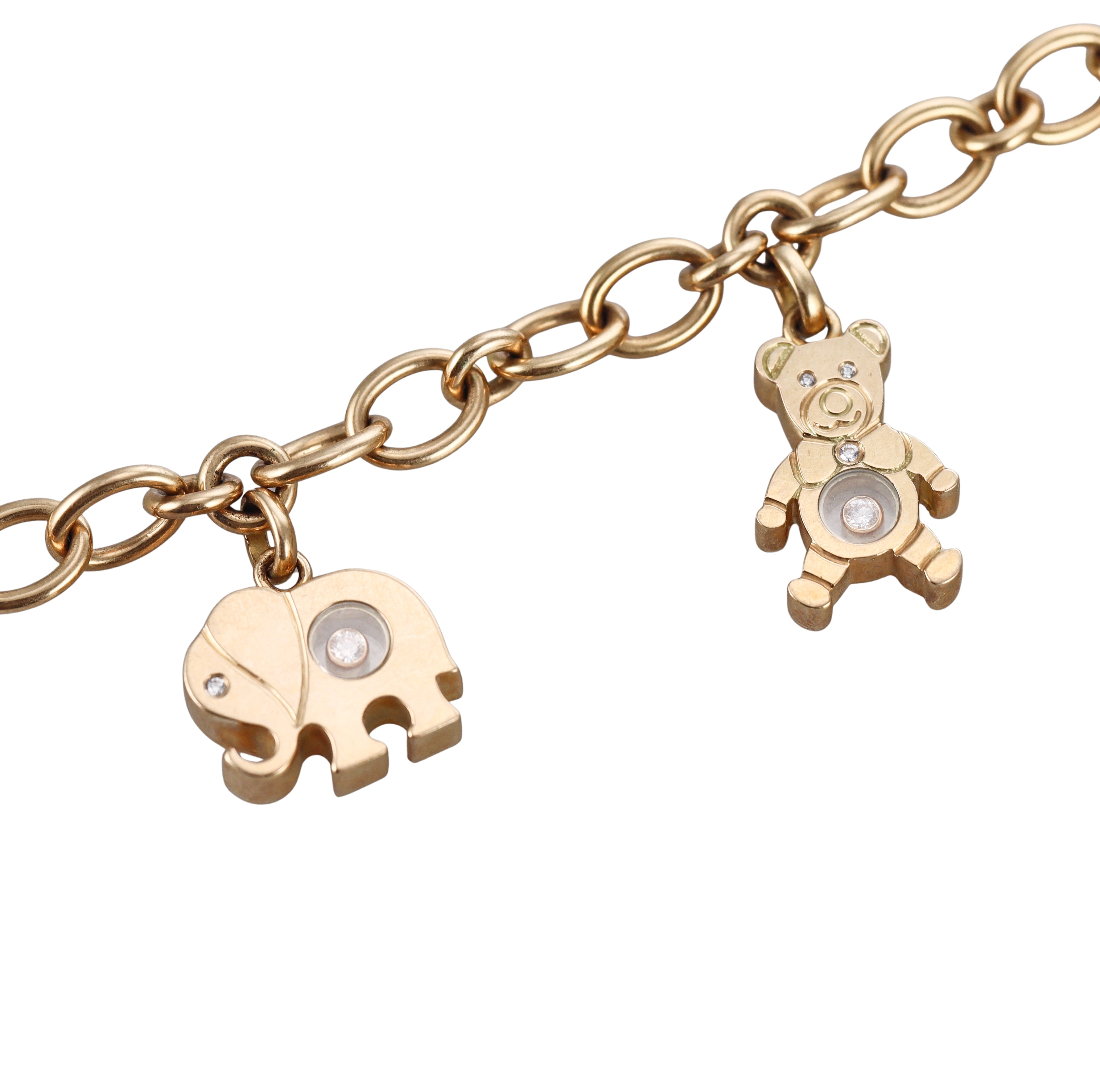 Chopard Happy Diamonds Clown Bear Elephant Fish Charm Gold Bracelet