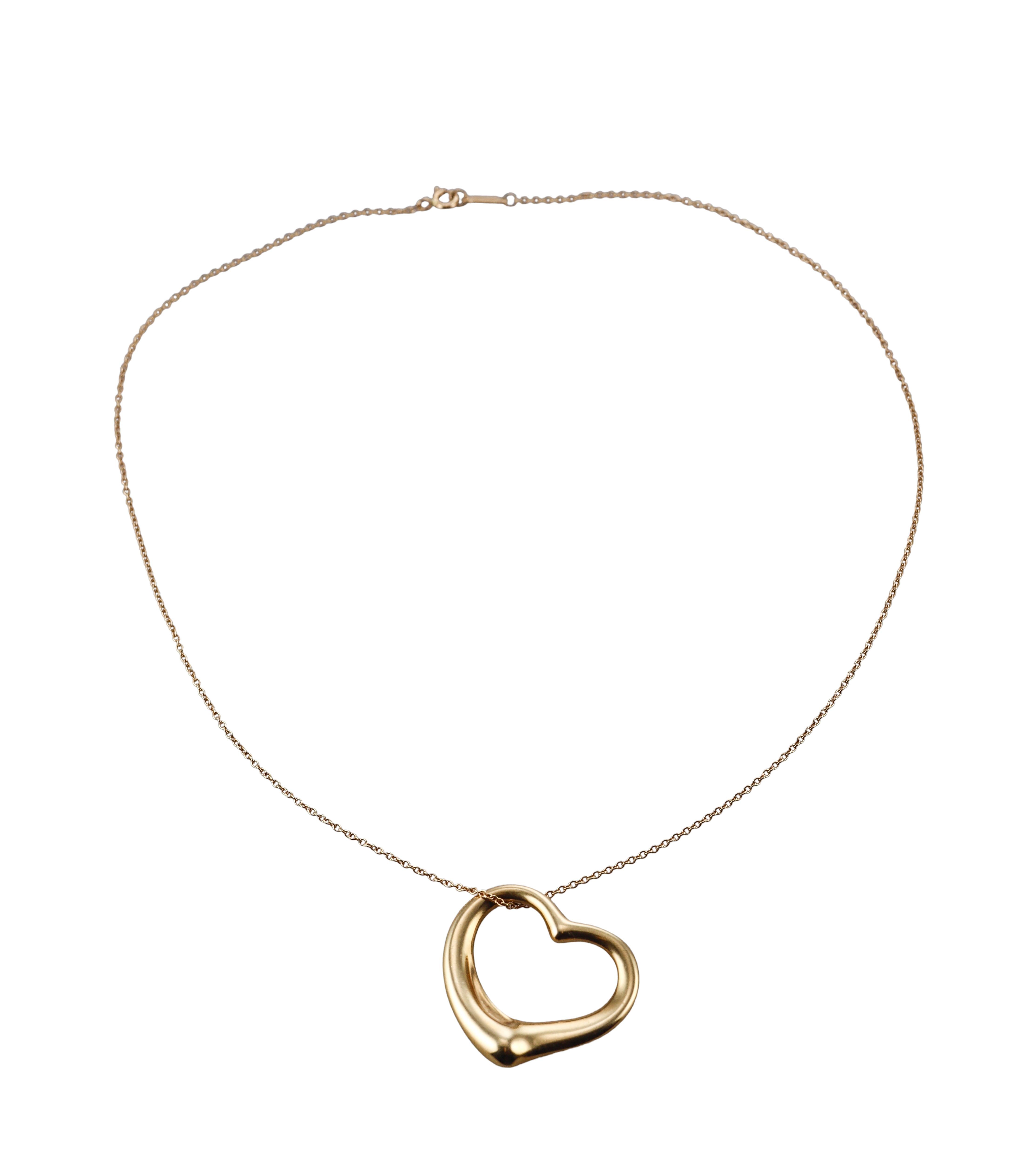 Tiffany & Co Elsa Peretti Open Heart Gold Pendant Necklace