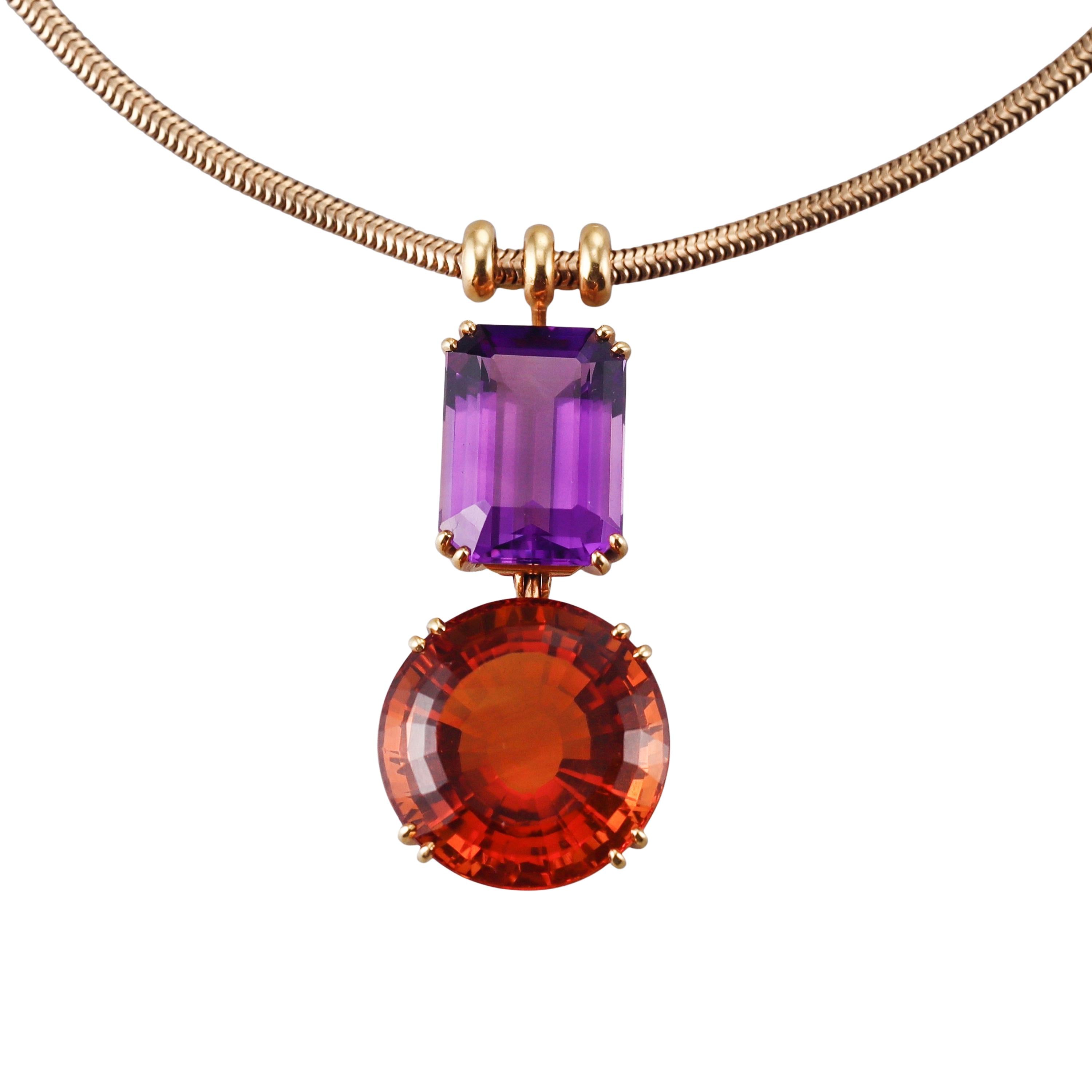 Tiffany & Co Paloma Picasso Vintage Citrine Amethyst Gold Pendant Necklace