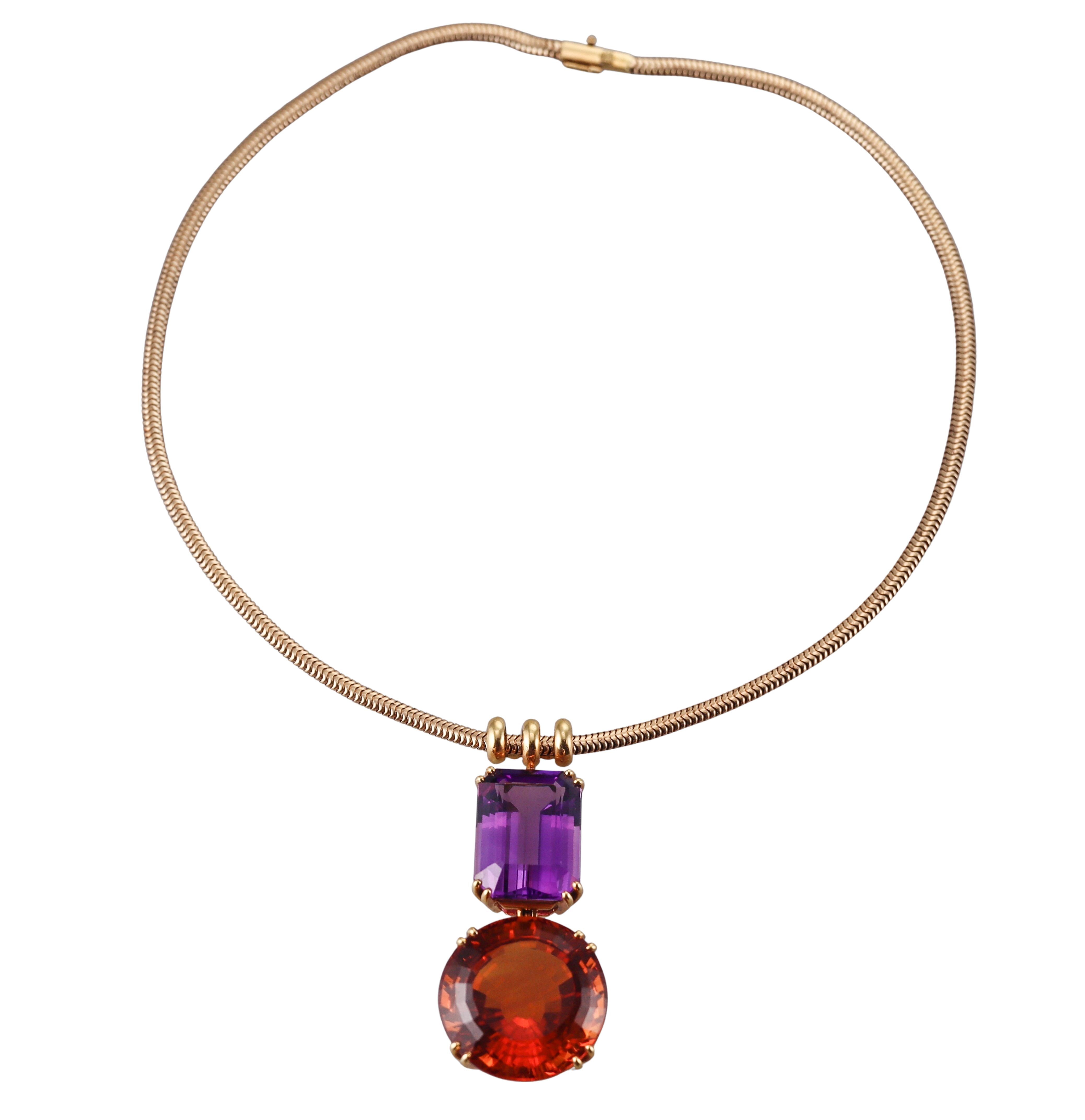 Tiffany & Co Paloma Picasso Vintage Citrine Amethyst Gold Pendant Necklace