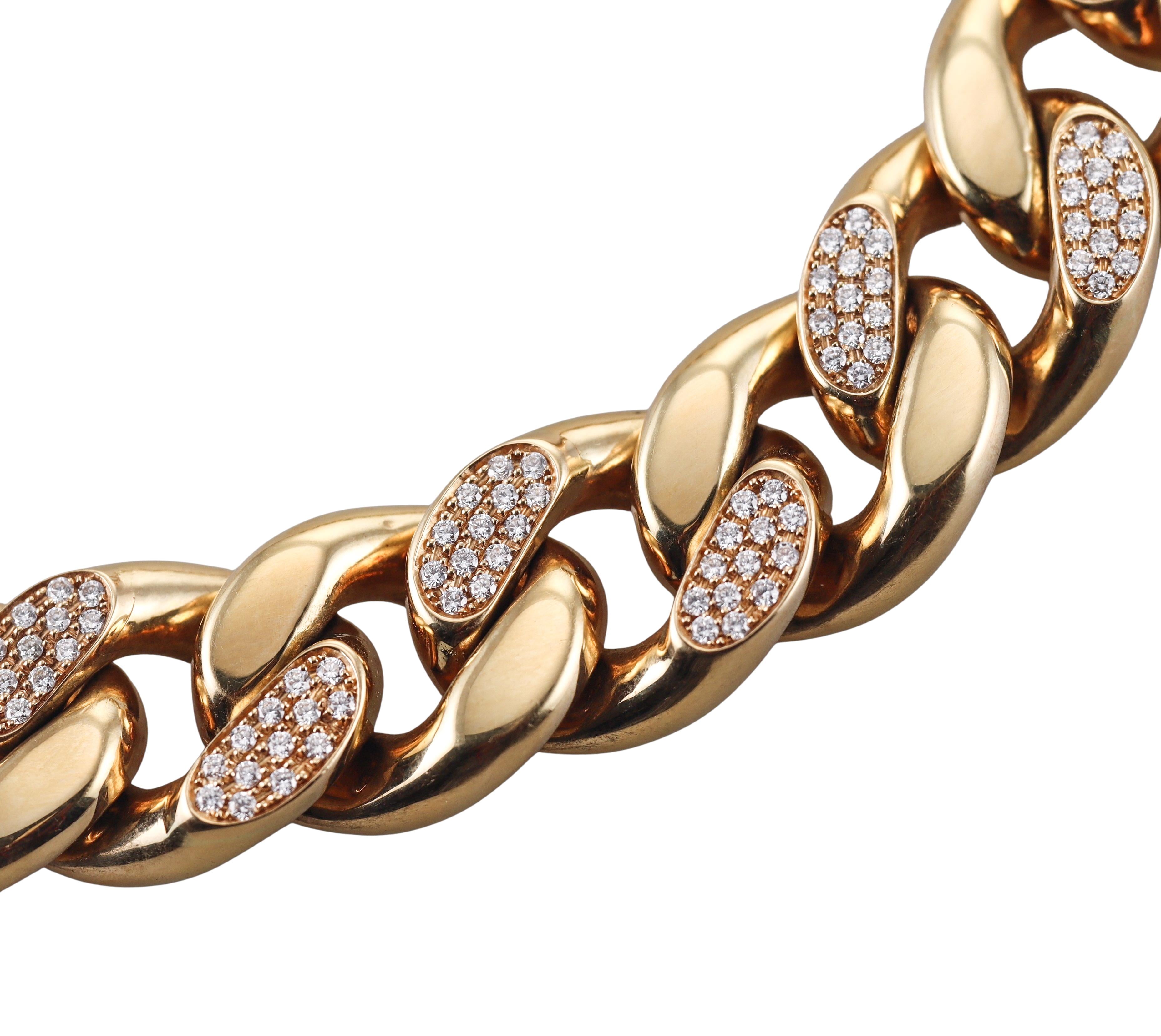 Bottega Veneta Gold Diamond Curb Link Chain Necklace