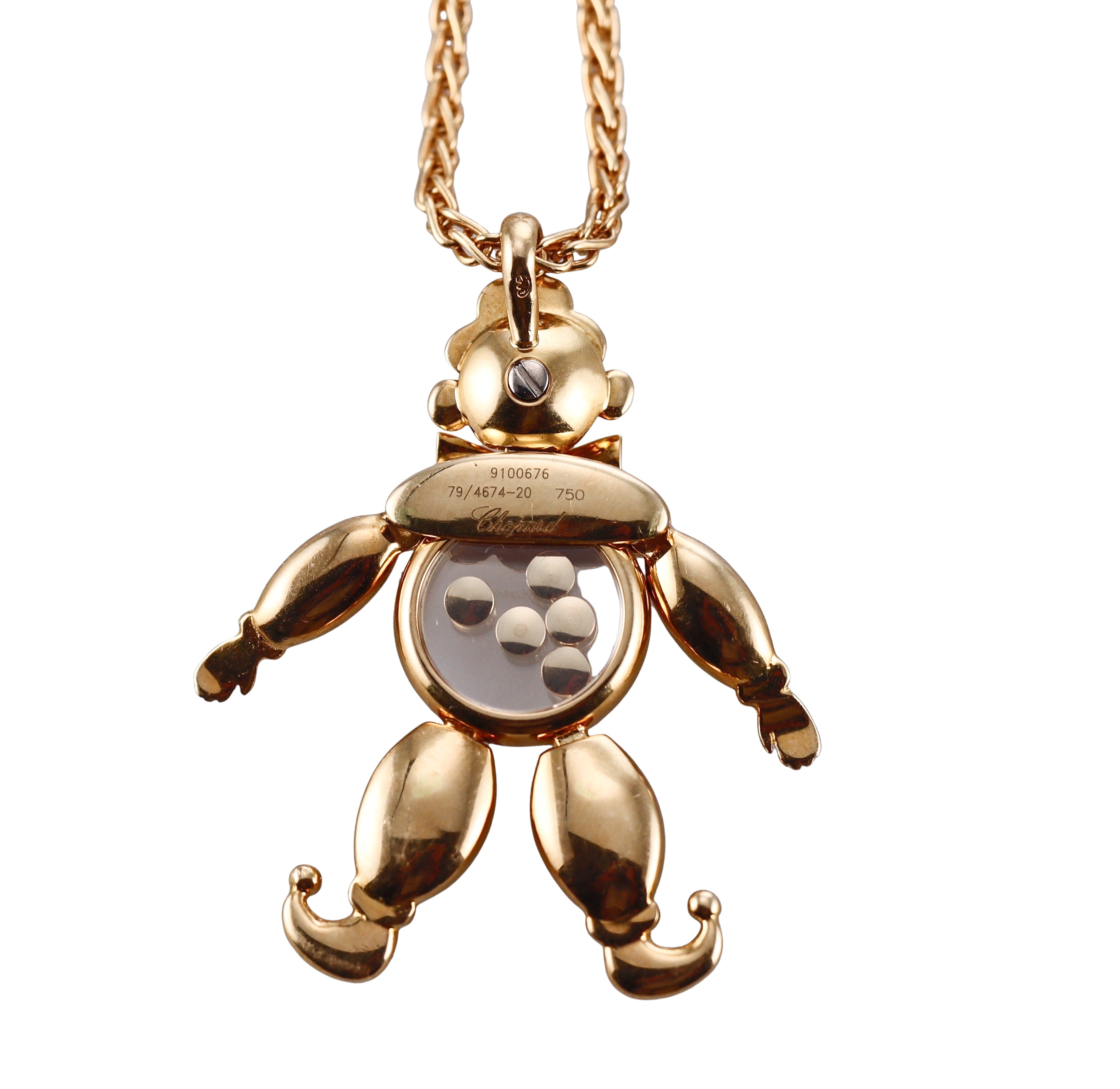 Chopard Happy Diamonds Gold Ruby Sapphire Emerald Clown Necklace 79/4674-20